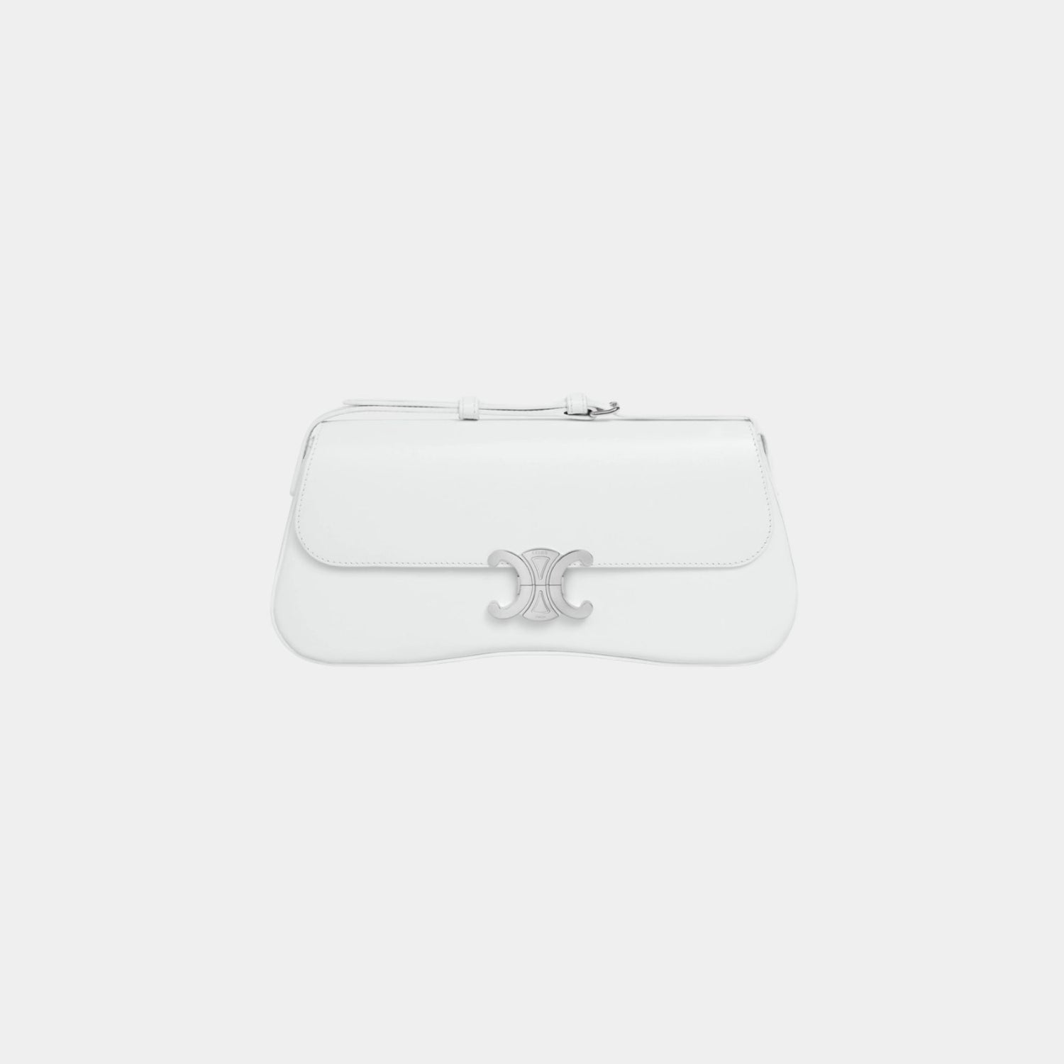 Celine Medium Lola Bag In Shiny Calfskin Handbag, Blanc De Blanc, Front View