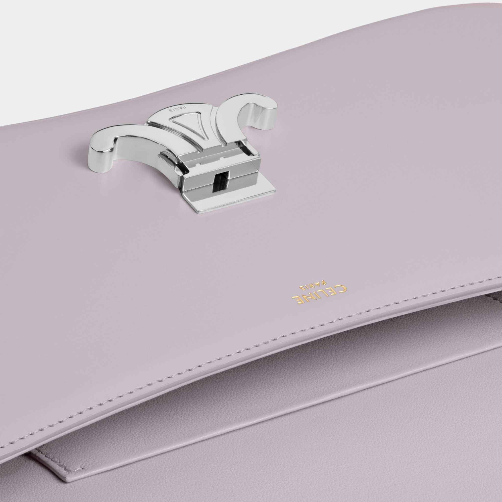 Celine Medium Lola Bag In Shiny Calfskin Handbag, Light Lavender, Close View