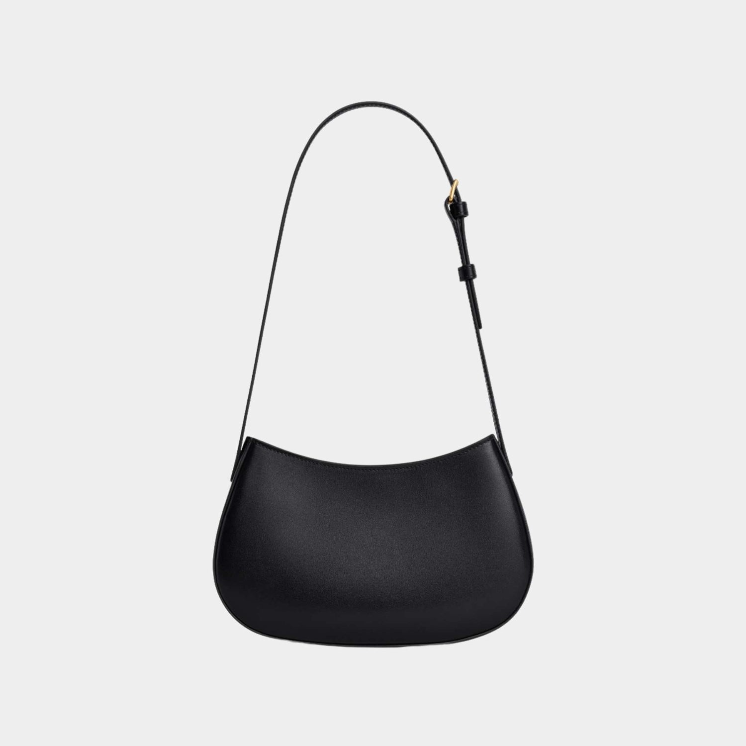 Celine Medium Tilly Bag In Shiny Calfskin Handbag, Black, Back View