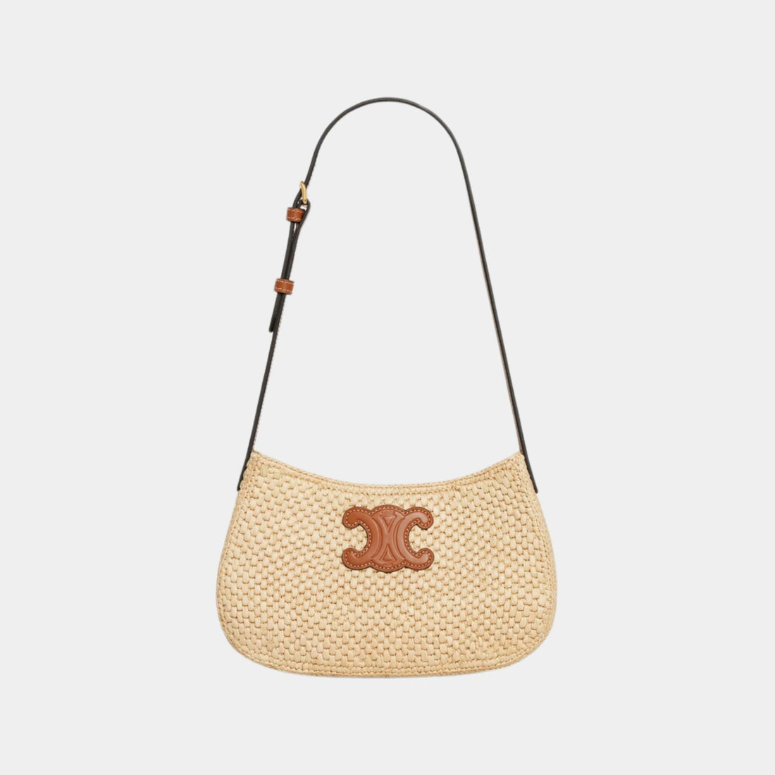 Celine Medium Tilly Bag in Raffia and Calfskin, Front