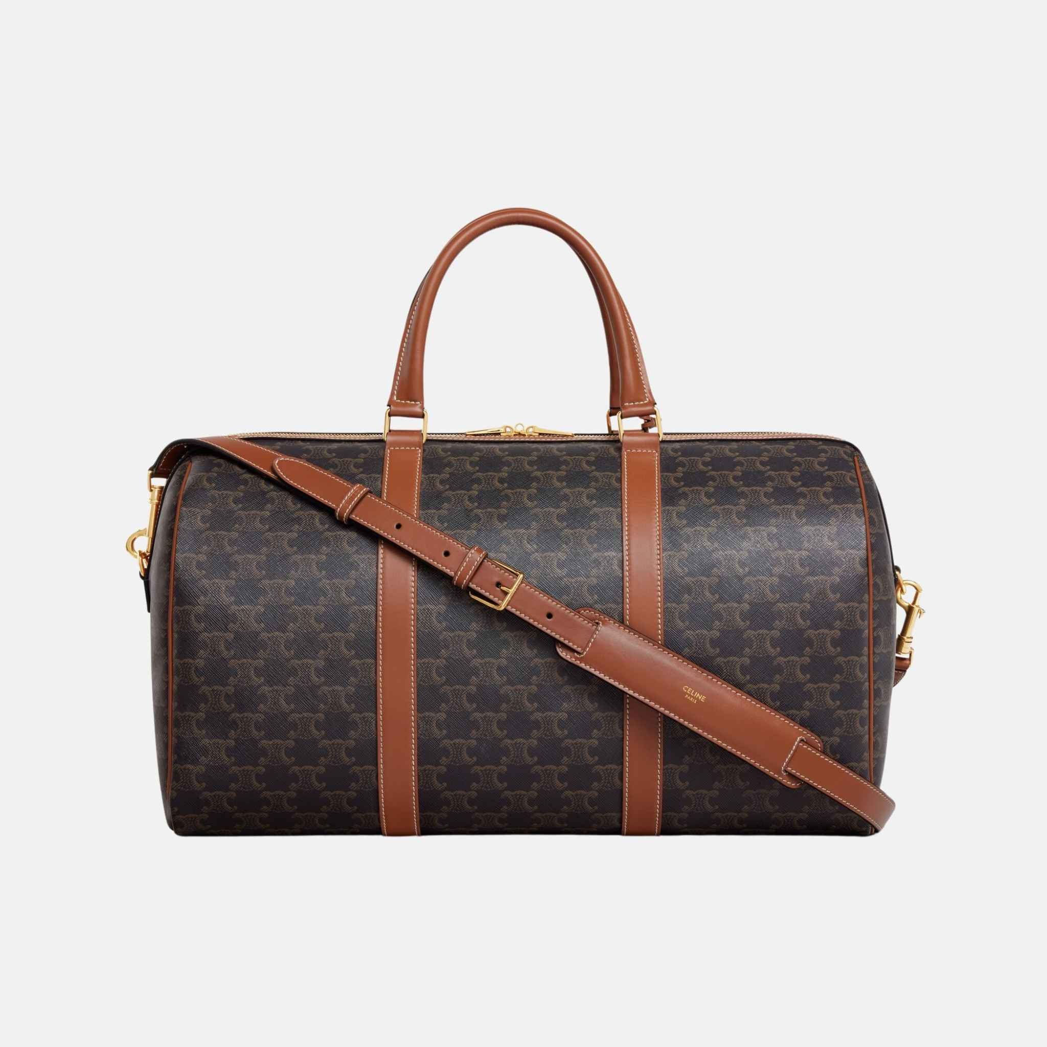 Celine Medium Travel Bag In Triomphe Canvas And Calfskin, Back