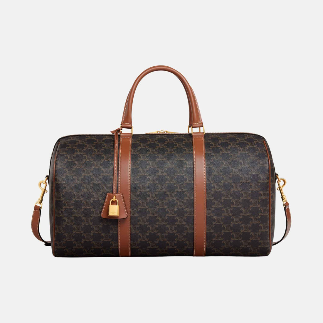 Celine Medium Travel Bag In Triomphe Canvas And Calfskin, Front