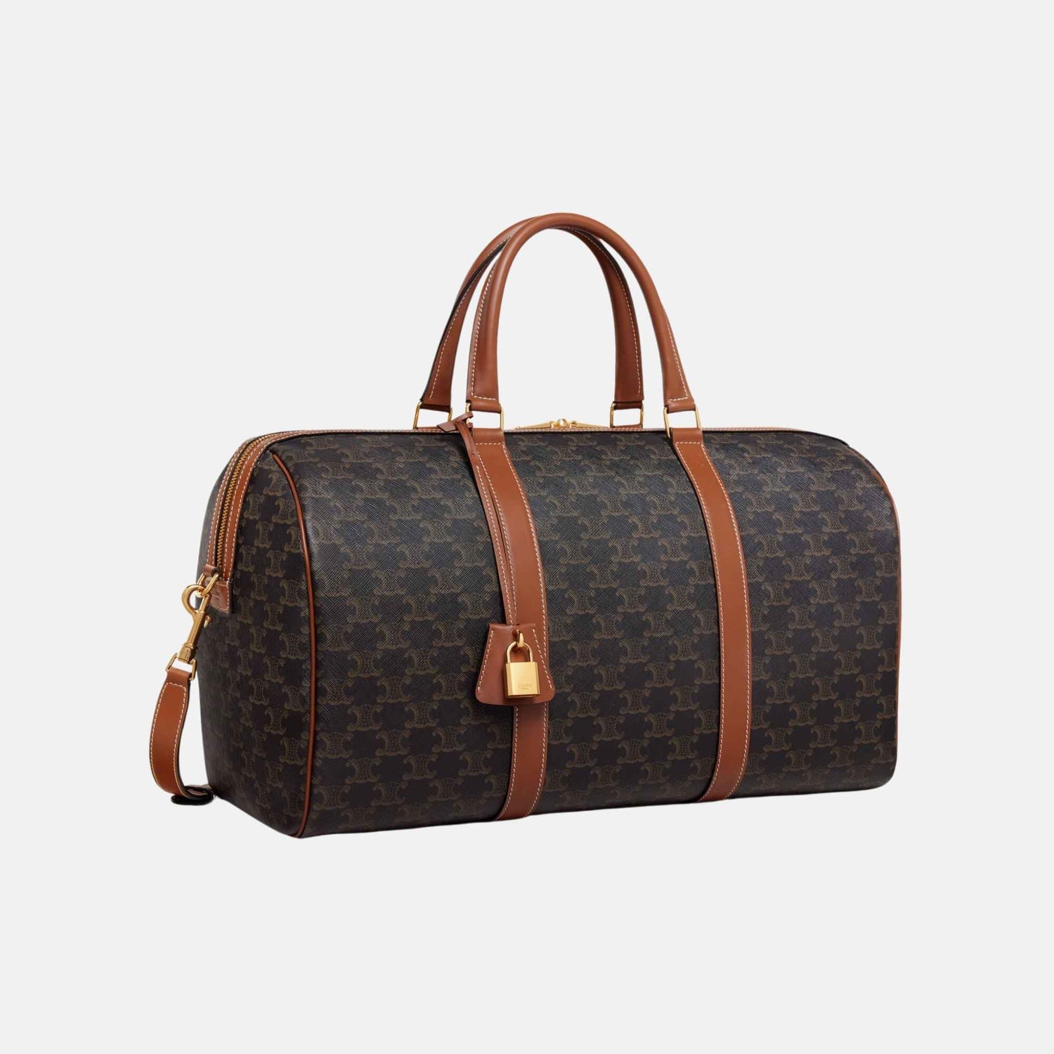 Celine Medium Travel Bag In Triomphe Canvas And Calfskin, Side