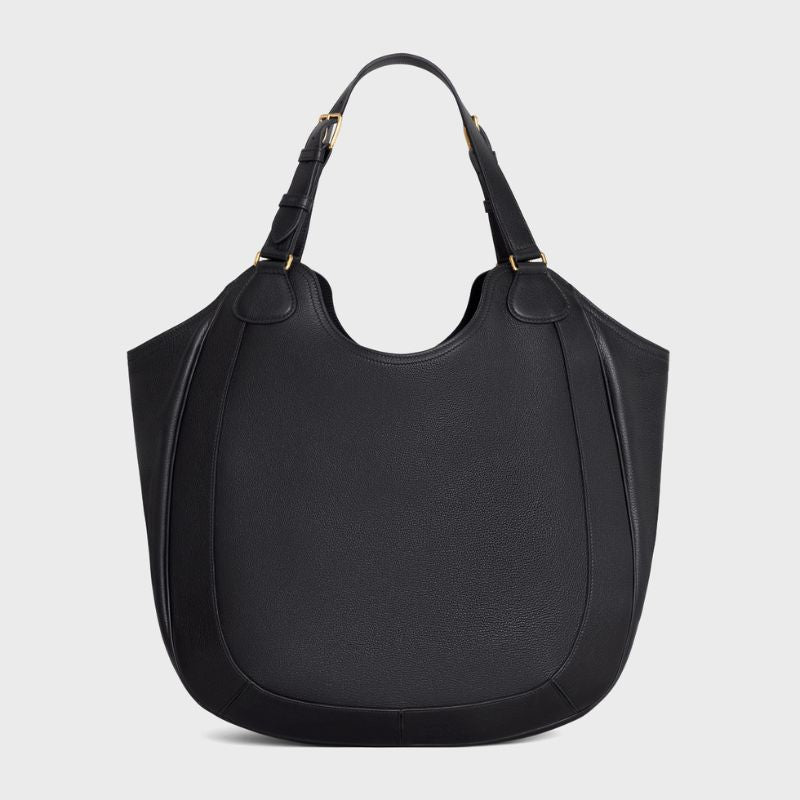 Celine Meo Bag In Supple Calfskin Handbag, Black Color, Back View