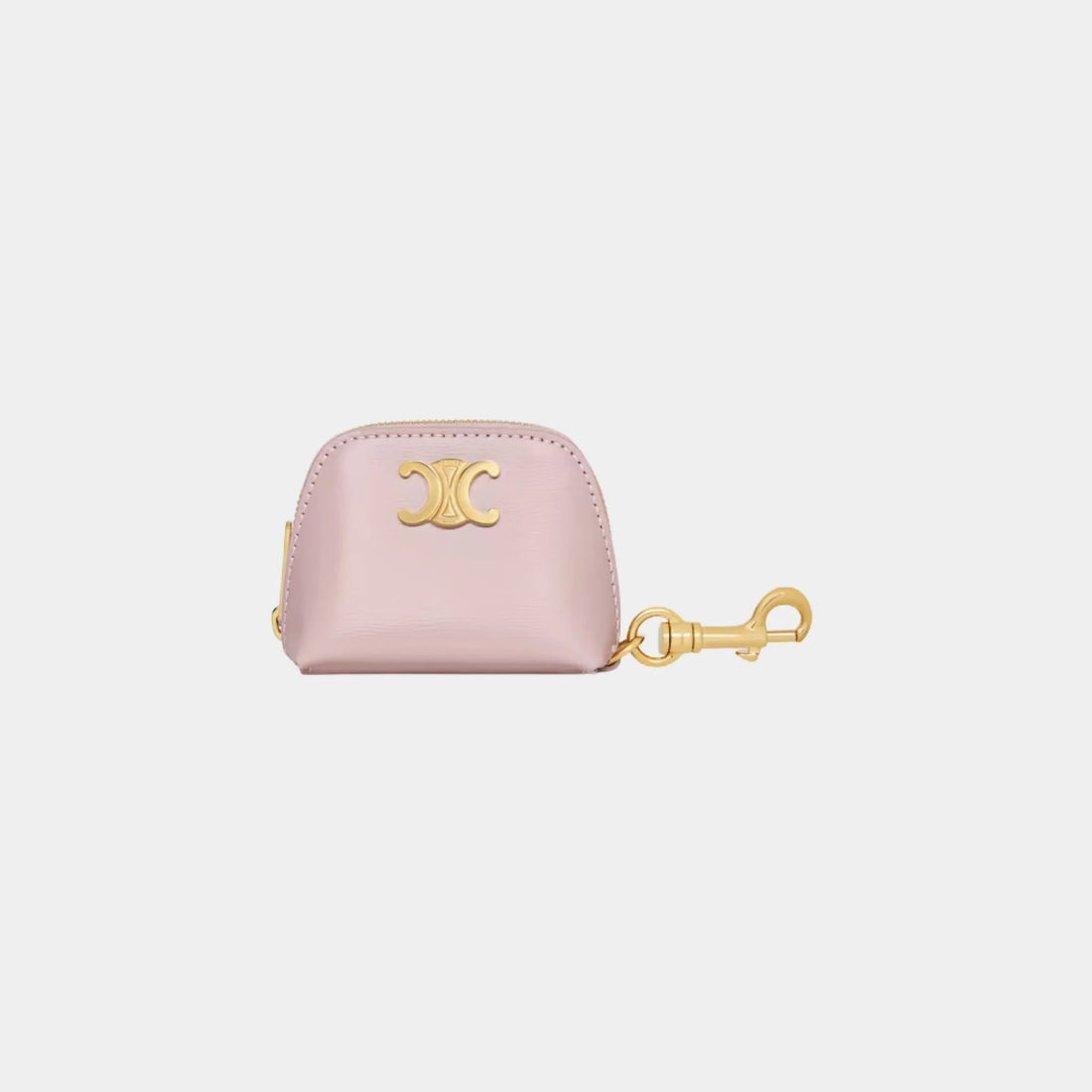 Celine Micro Triomphe Charm in Shiny Calfskin, Rose Pale, Front