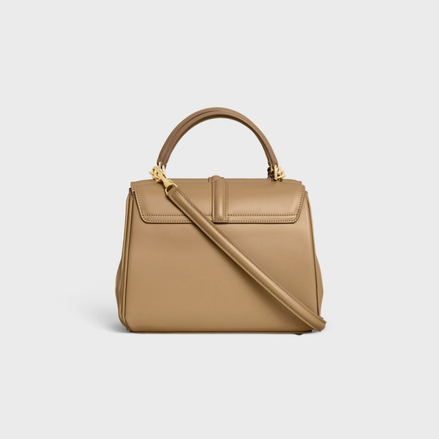 Celine Small 16 Bag In Satinated Calfskin Handbag, Smoked Brown, Back