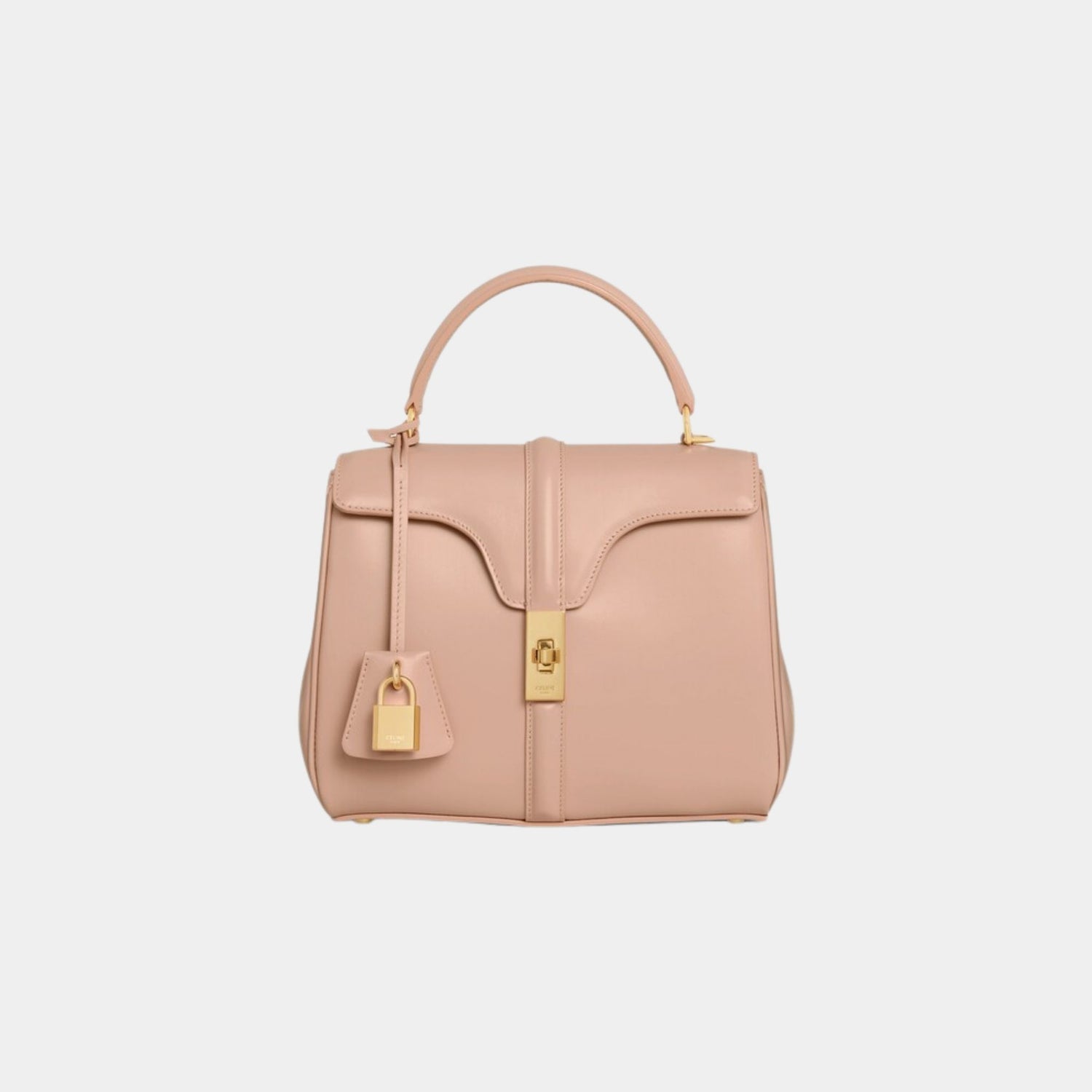 Celine Small 16 Bag In Satinated Calfskin Handbag, Soft Peach, Front