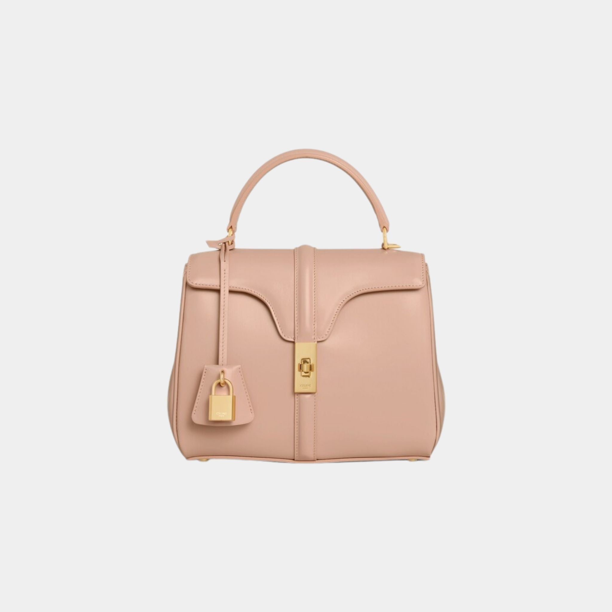 Celine Small 16 Bag In Satinated Calfskin Handbag, Soft Peach, Front