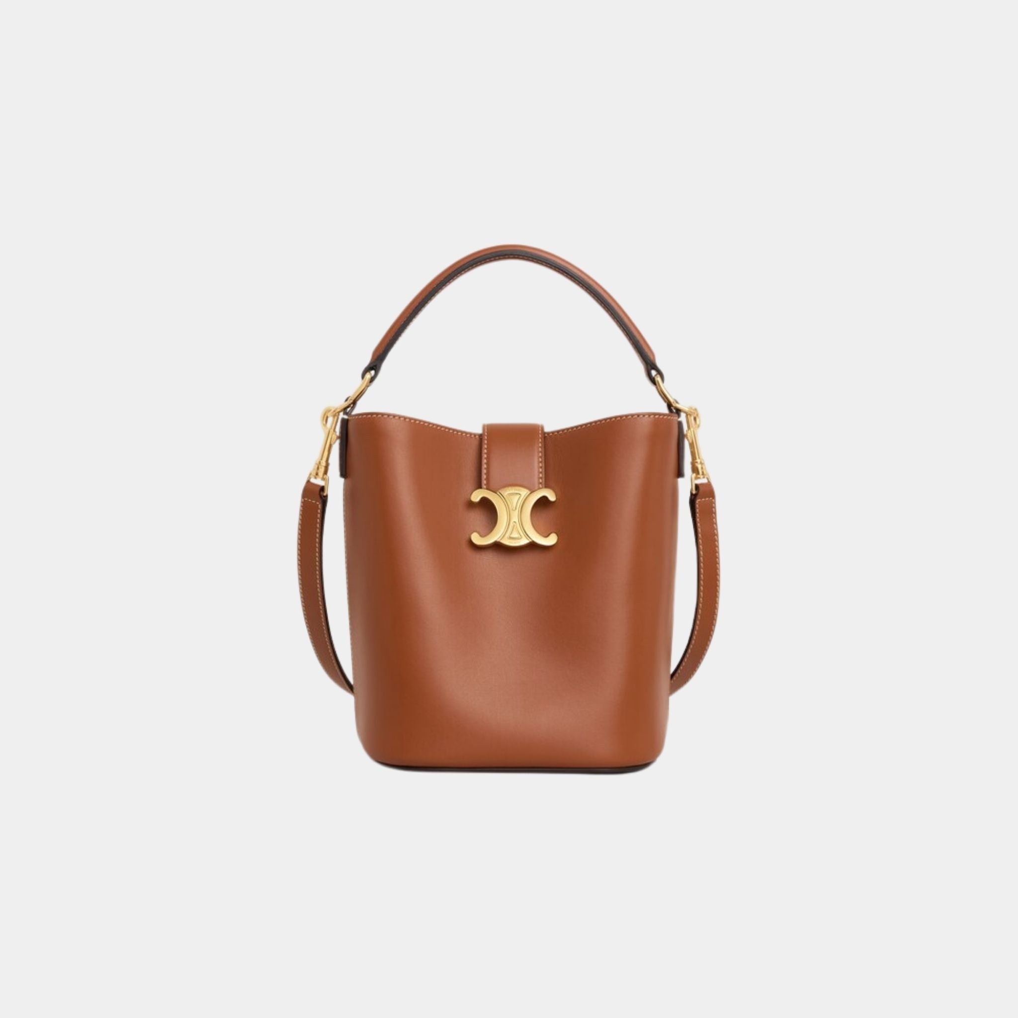 Celine Small Bucket Louise in Smooth Calfskin, Tan, Front