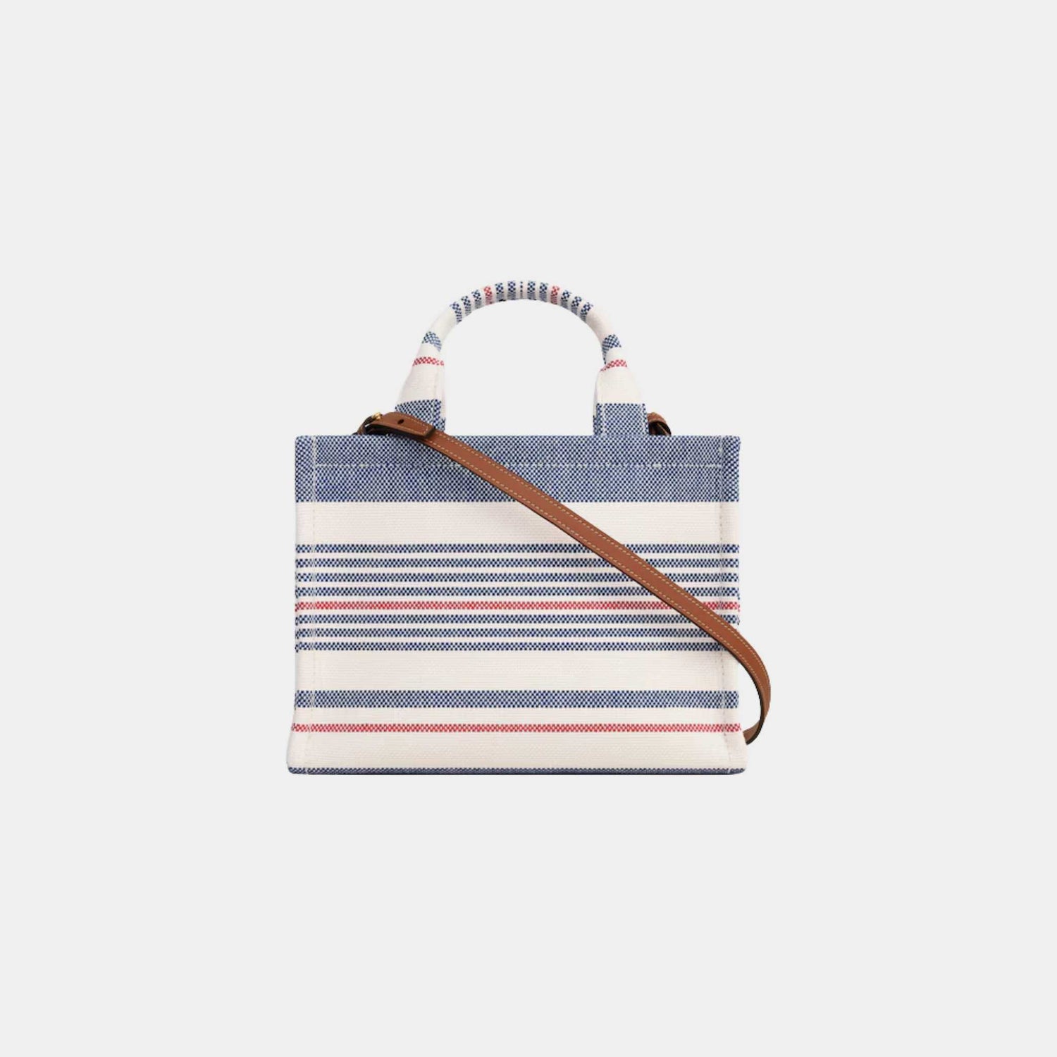Celine Small Cabas Thais In Striped Textile And Calfskin, Multicolor, Back
