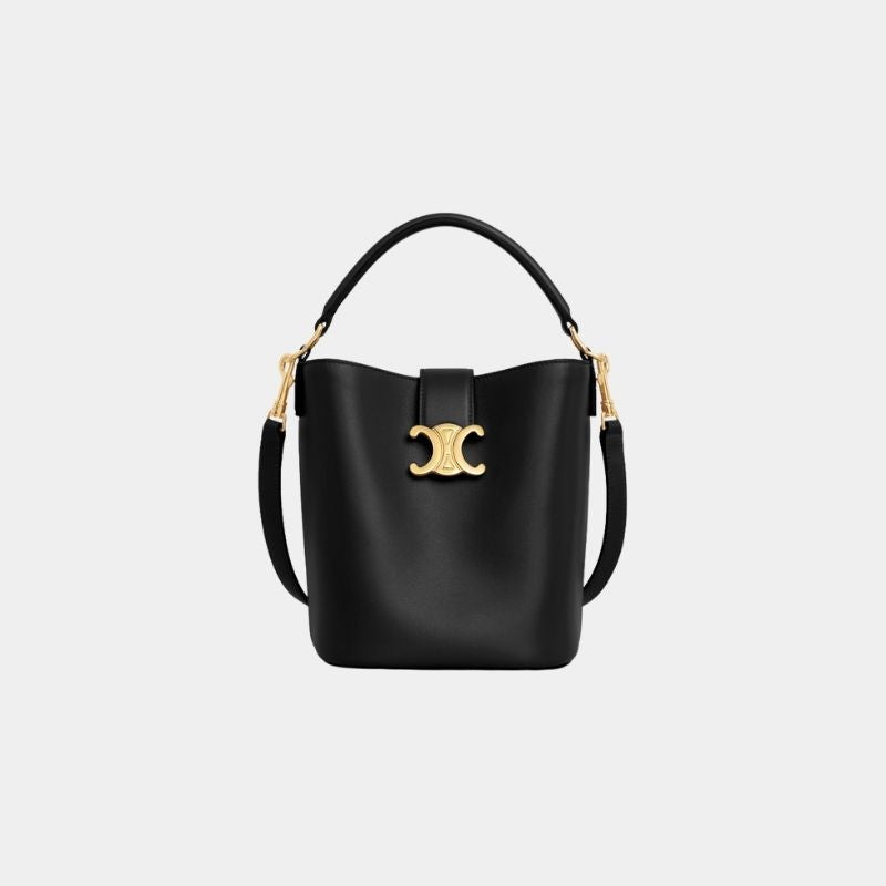 Celine Small Louise Bag In Smooth Calfskin Handbag, Black, FrontView