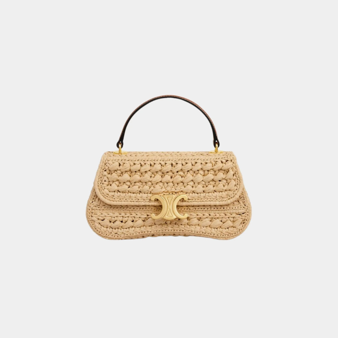 Celine Teen Celine Lola in Raffia Effect Textile, Naturel, Tan, Front