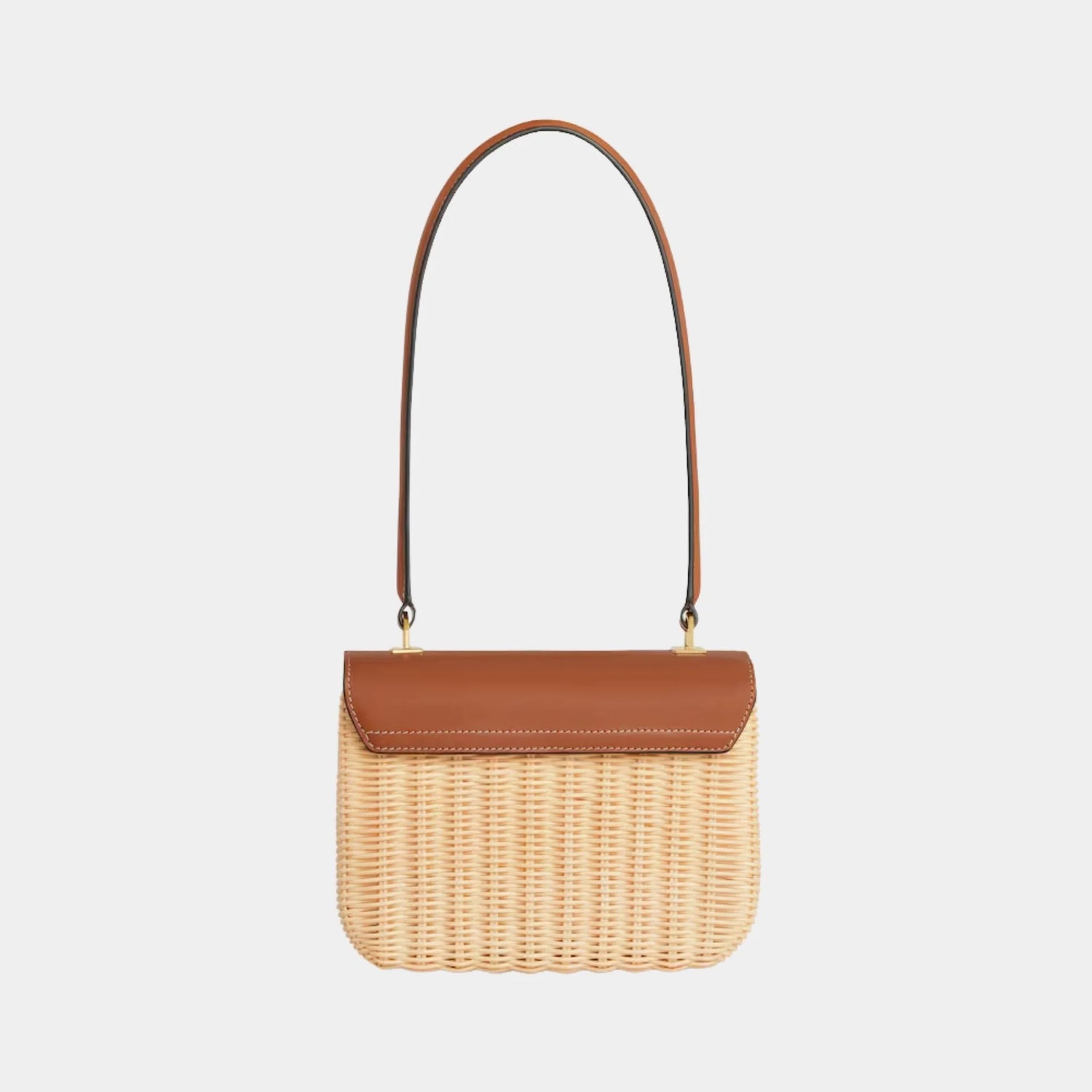Celine Teen Garance Bag in Wicker and Natural Calfskin, Naturel, Tan, Back