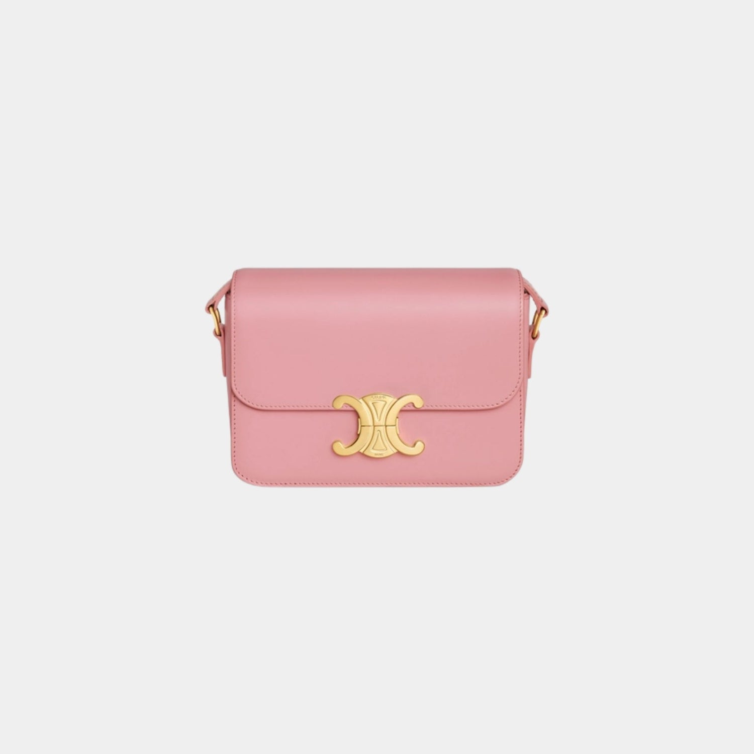 Celine Teen Triomphe Bag In Shiny Calfskin Handbag, Rose, Front View