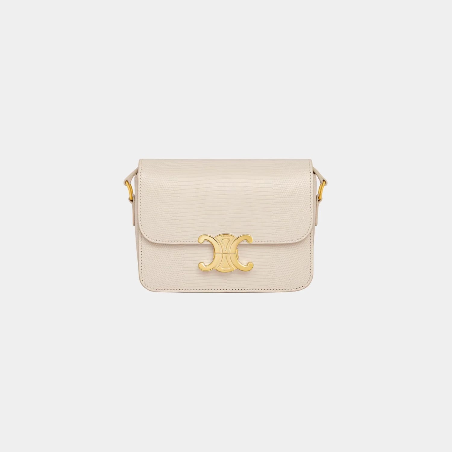 Celine Teen Triomphe Bag In Lizard, Pale Beige