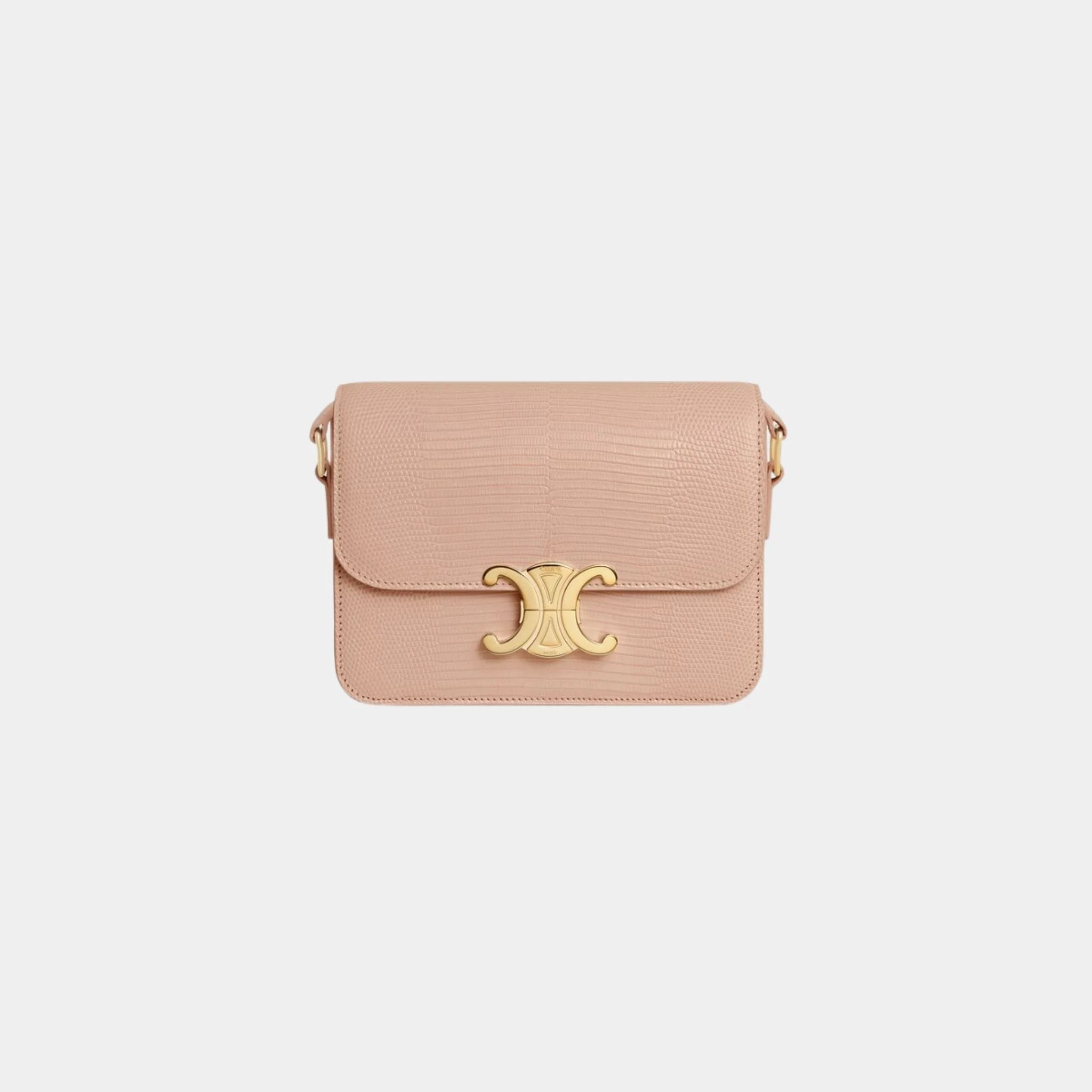 Celine Teen Triomphe Bag In Lizard, Soft Peach