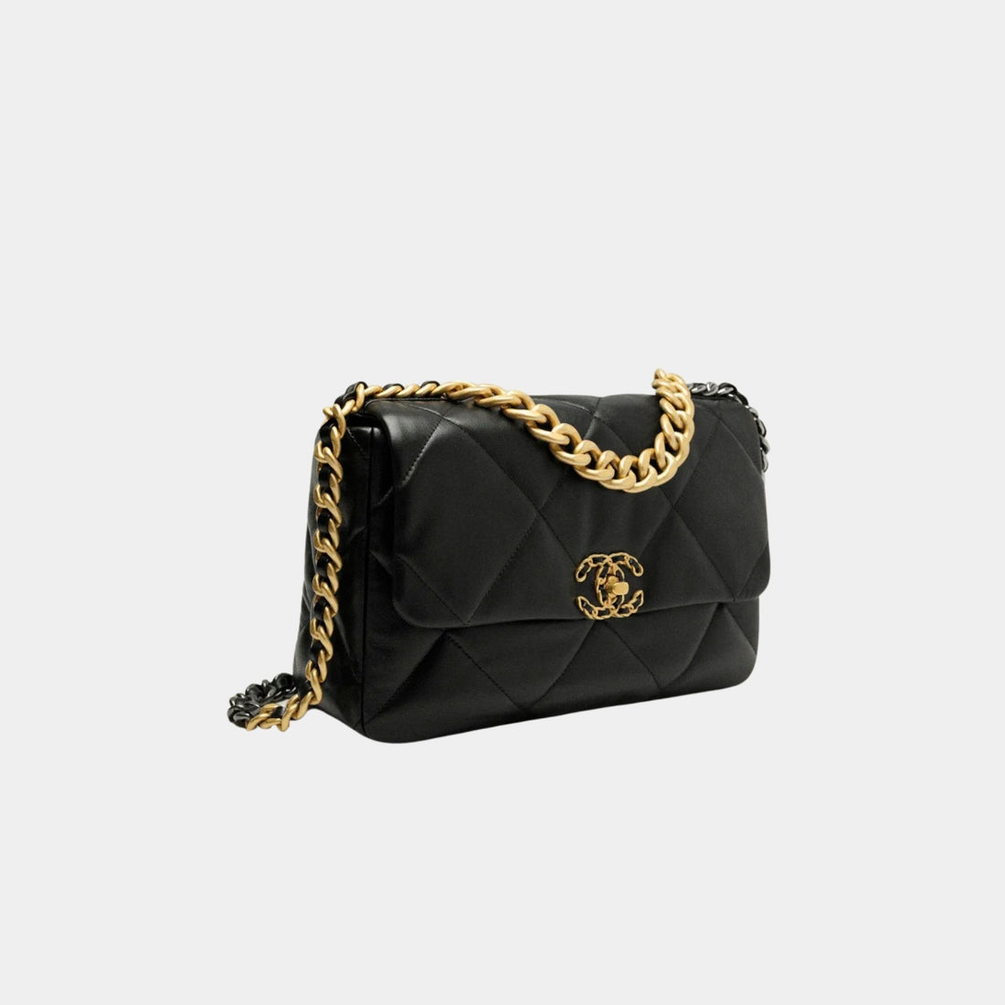 CHANEL 19 Large Handbag Shiny Lambskin, Side