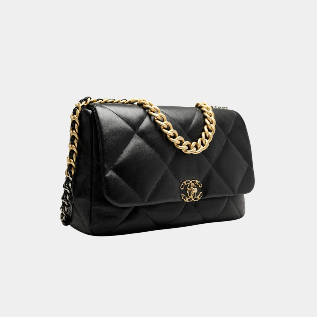 CHANEL 19 Maxi Handbag Shiny Lambskin, Side