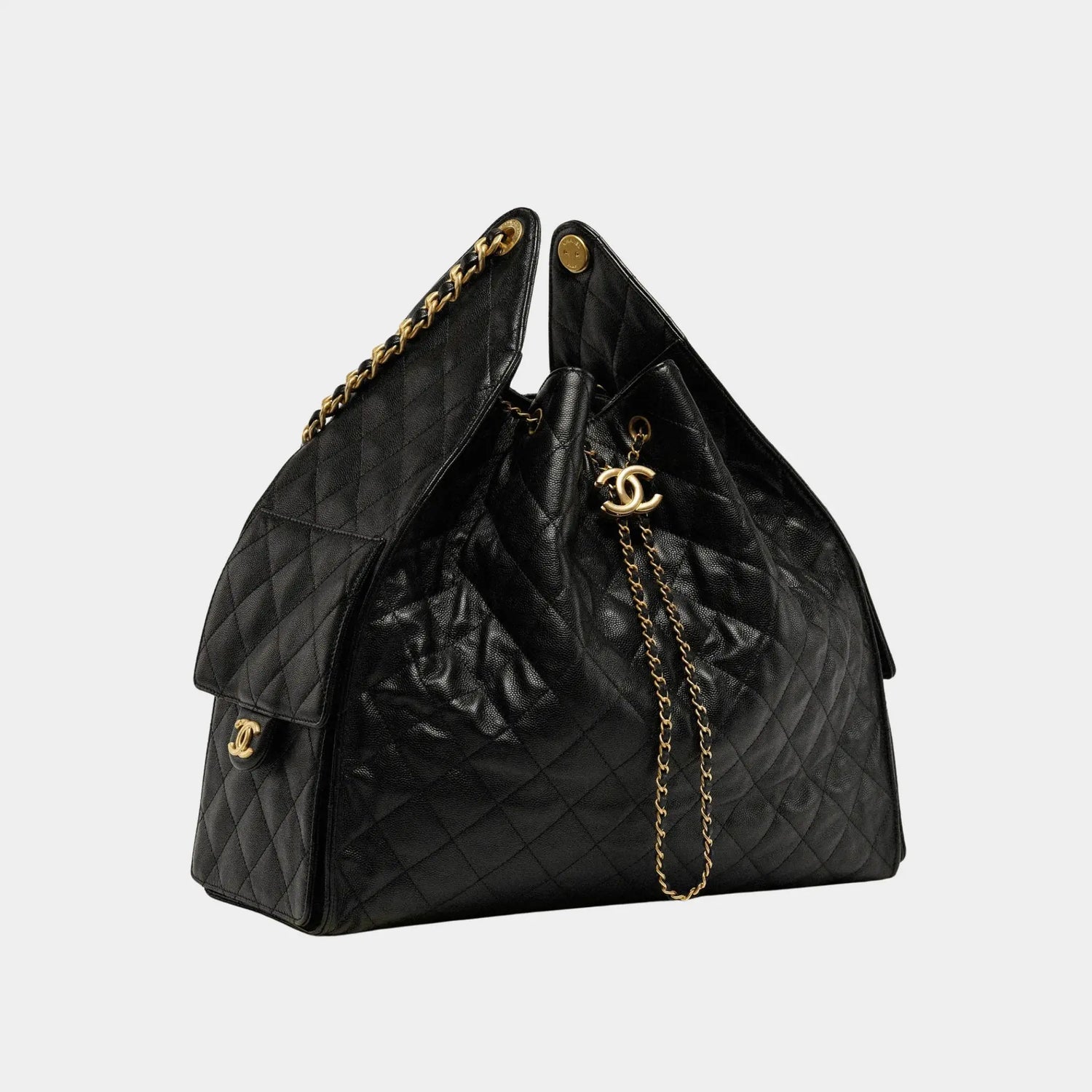 Chanel 25 Large Handbag Grained Calfskin And Gold Tone Metal