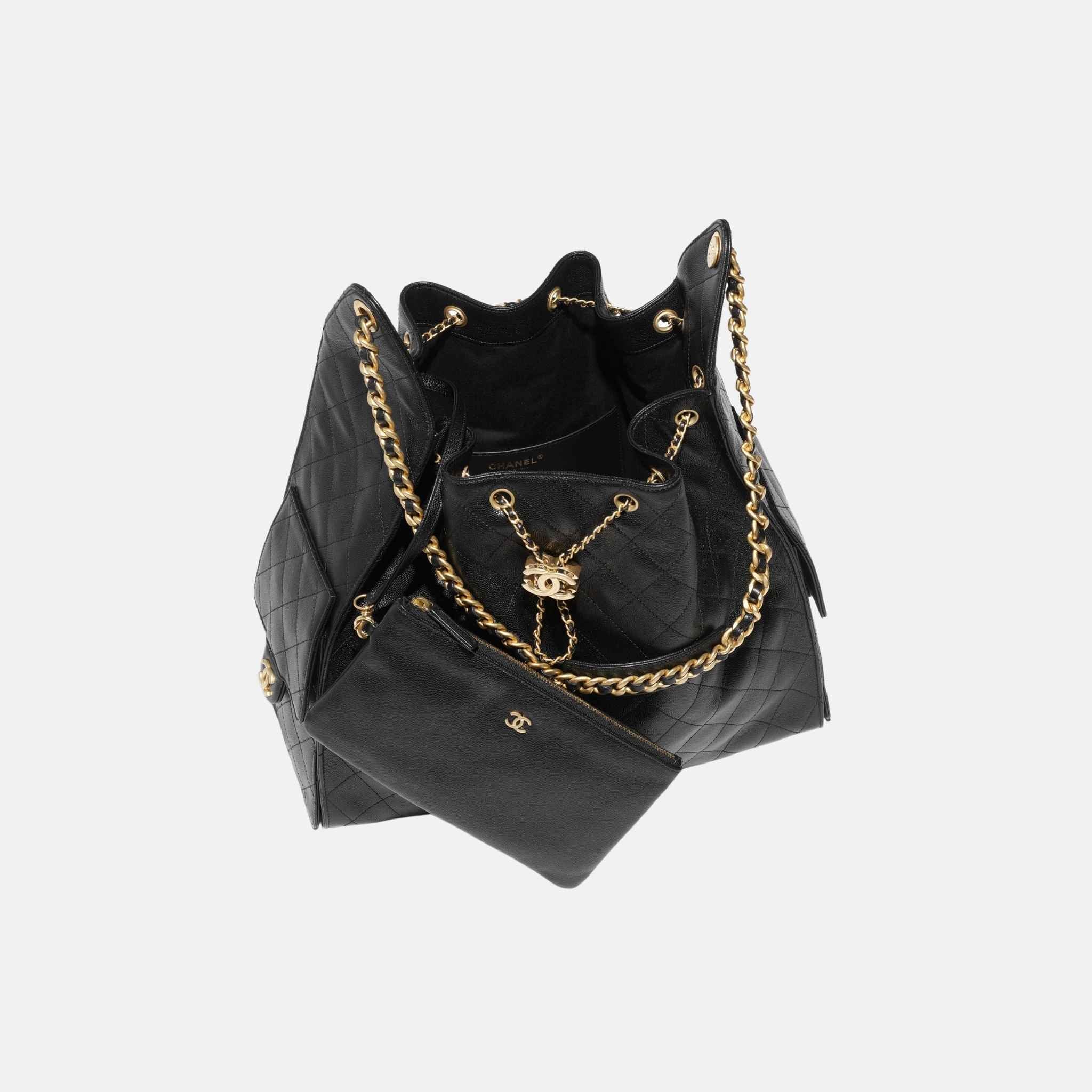 Chanel 25 Large Handbag Grained Calfskin And Gold-Tone Metal, Inside