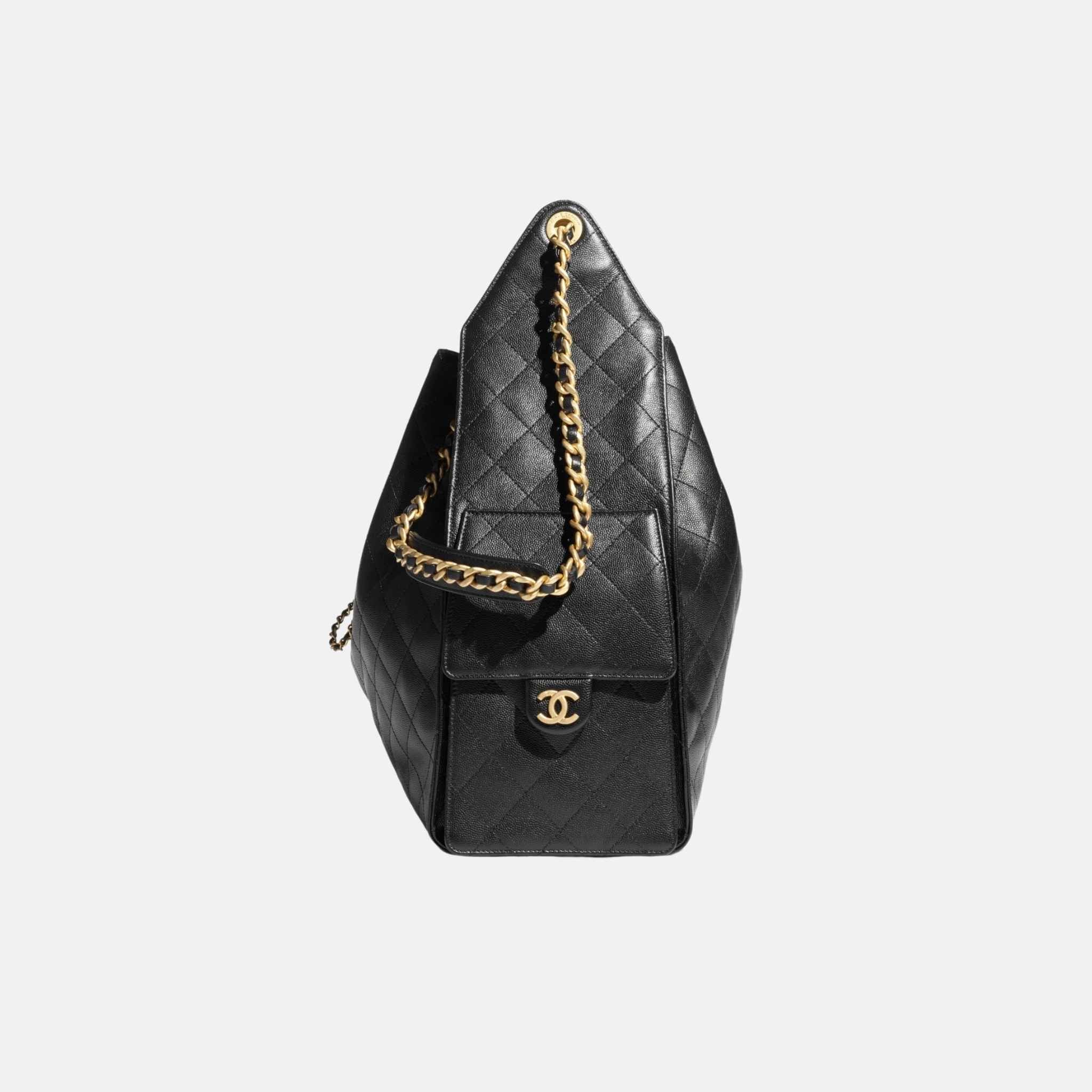 Chanel 25 Large Handbag Grained Calfskin And Gold-Tone Metal, Side