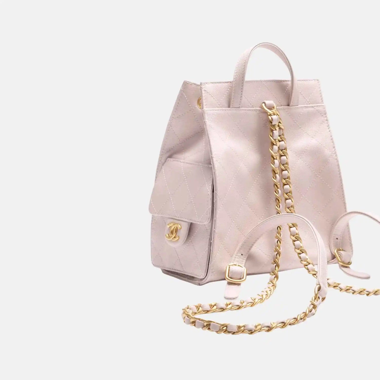 Chanel 25 Medium Backpack Grained Calfskin Gold Tone Metal, Back