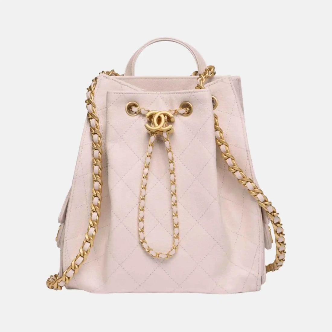 Chanel 25 Medium Backpack Grained Calfskin Gold Tone Metal, Front