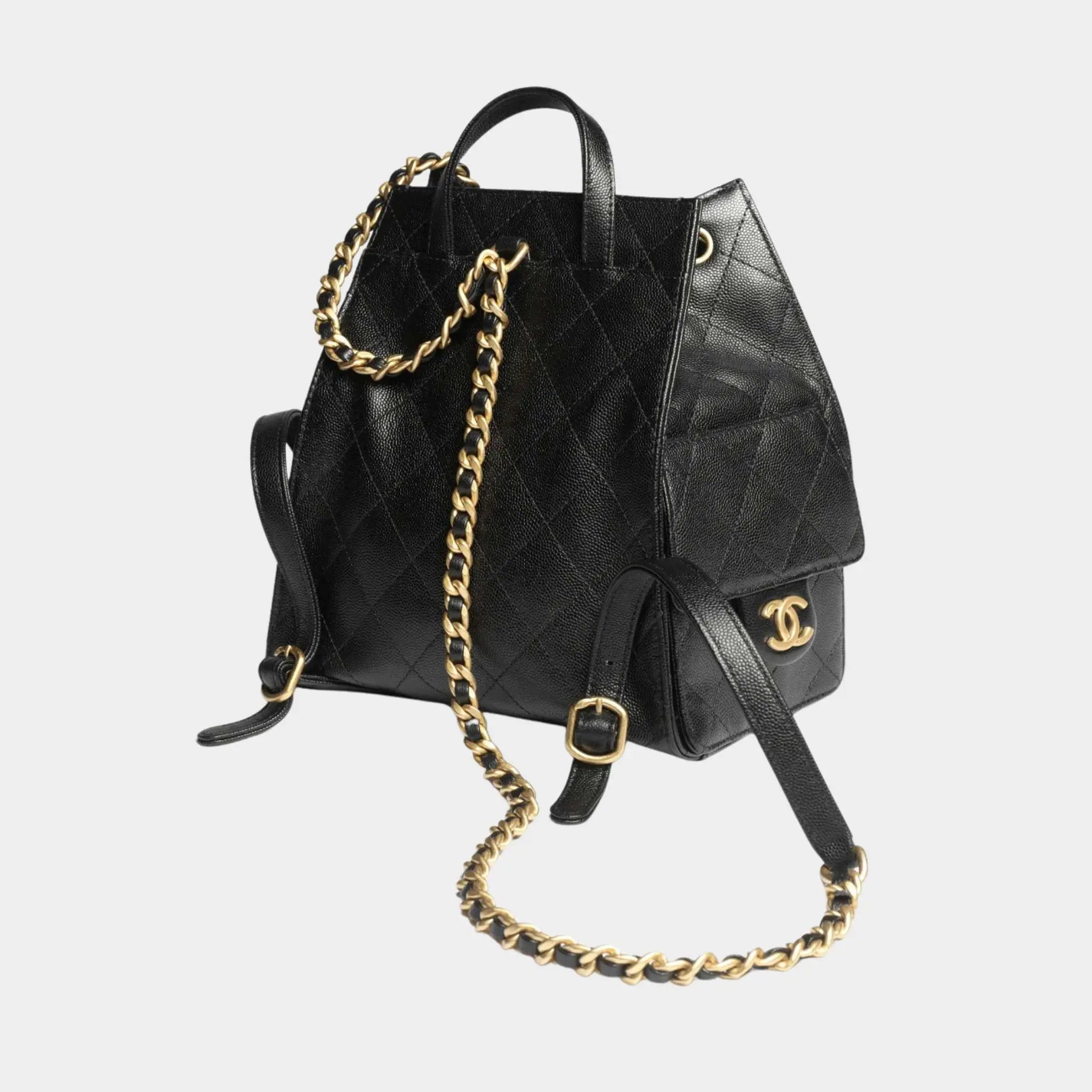 Chanel 25 Medium Backpack Grained Calfskin &amp; Gold-Tone Metal, Back