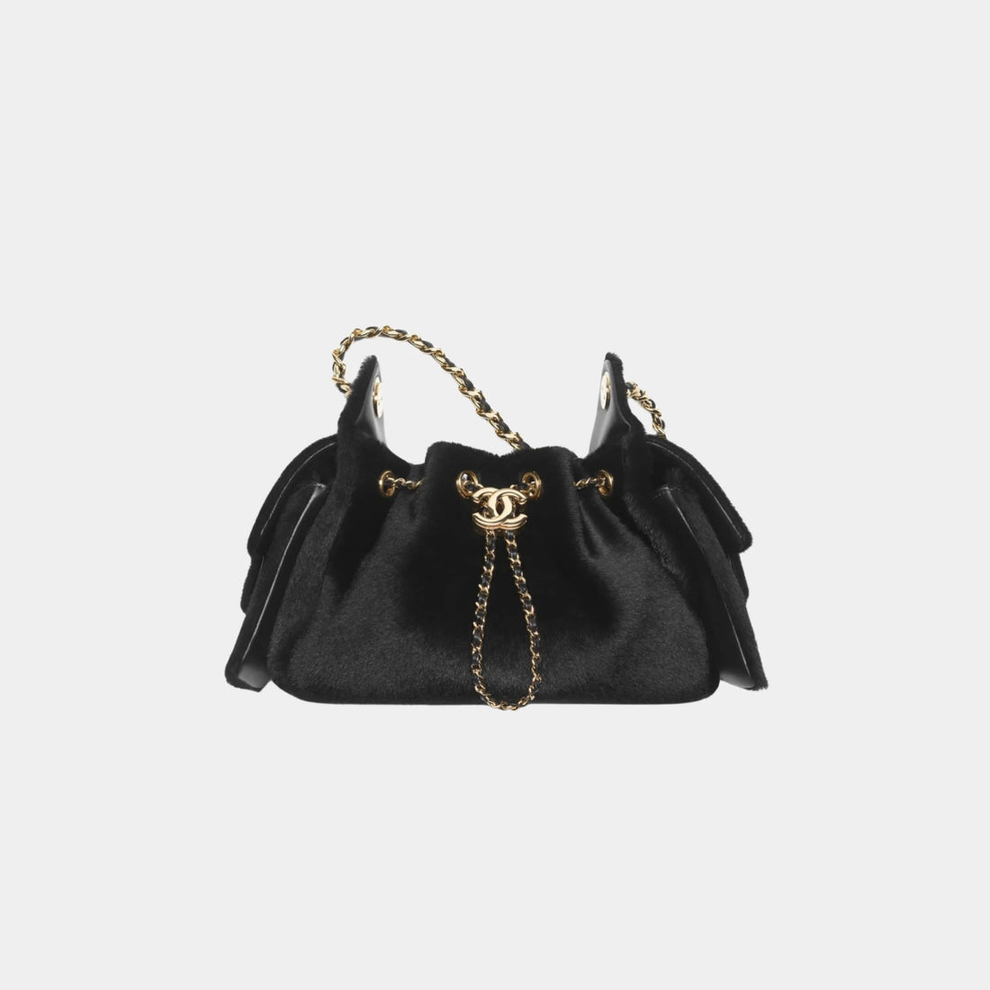 Chanel 25 Mini Handbag in Black Lambskin, Front