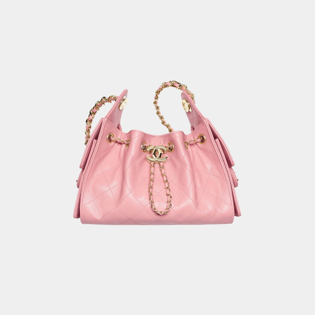 Chanel 25 Mini Handbag Gained Calfskin &amp; Gold-Tone Metal Light Pink