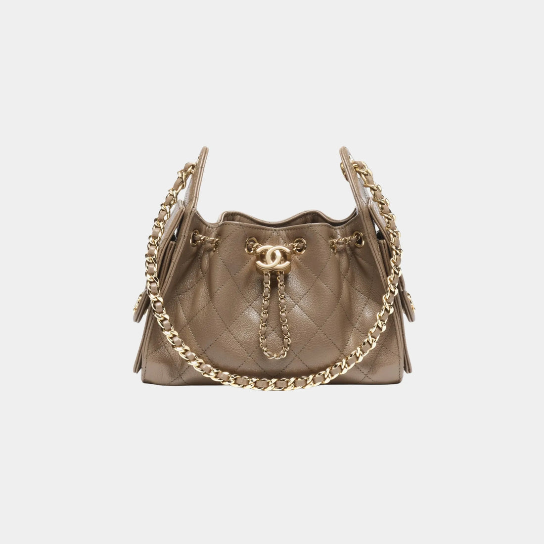 Chanel 25 Mini Handbag in Dark Khaki Grained Calfskin