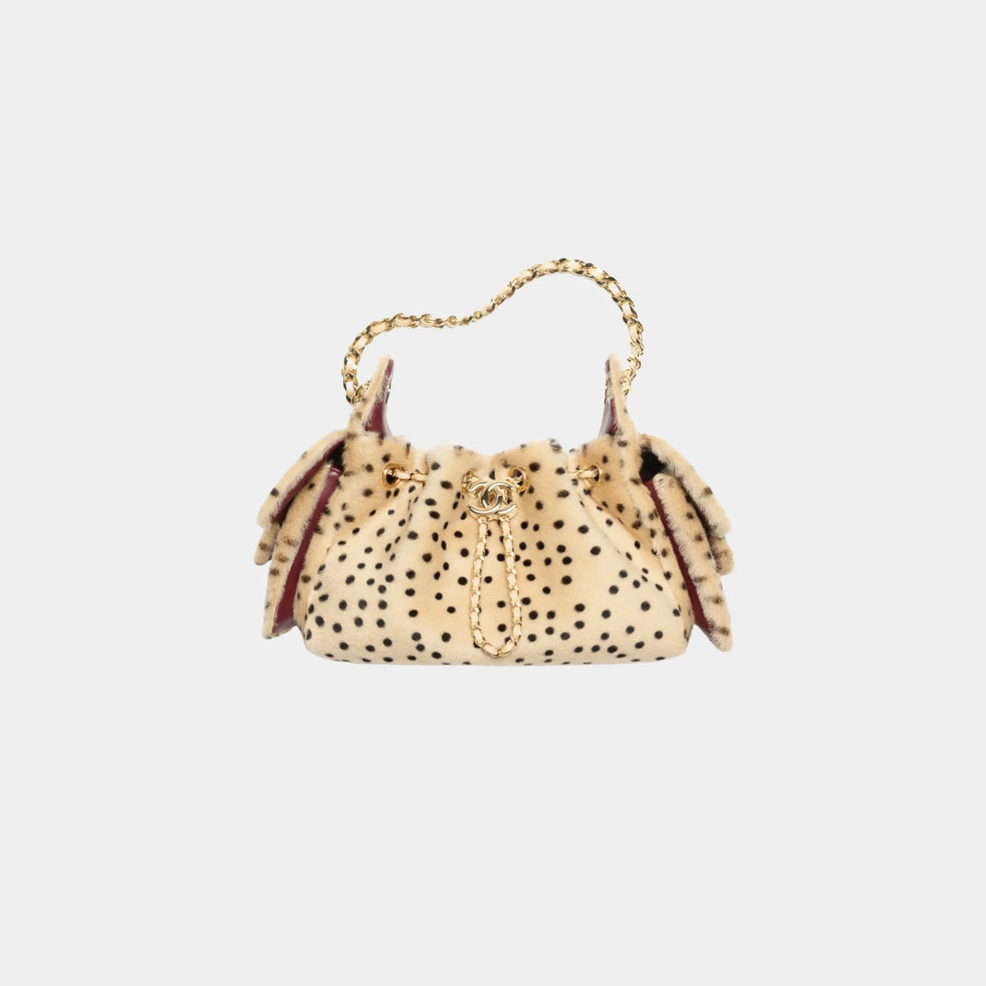 Chanel 25 Mini Handbag in Light Beige & Black Lambskin, Front