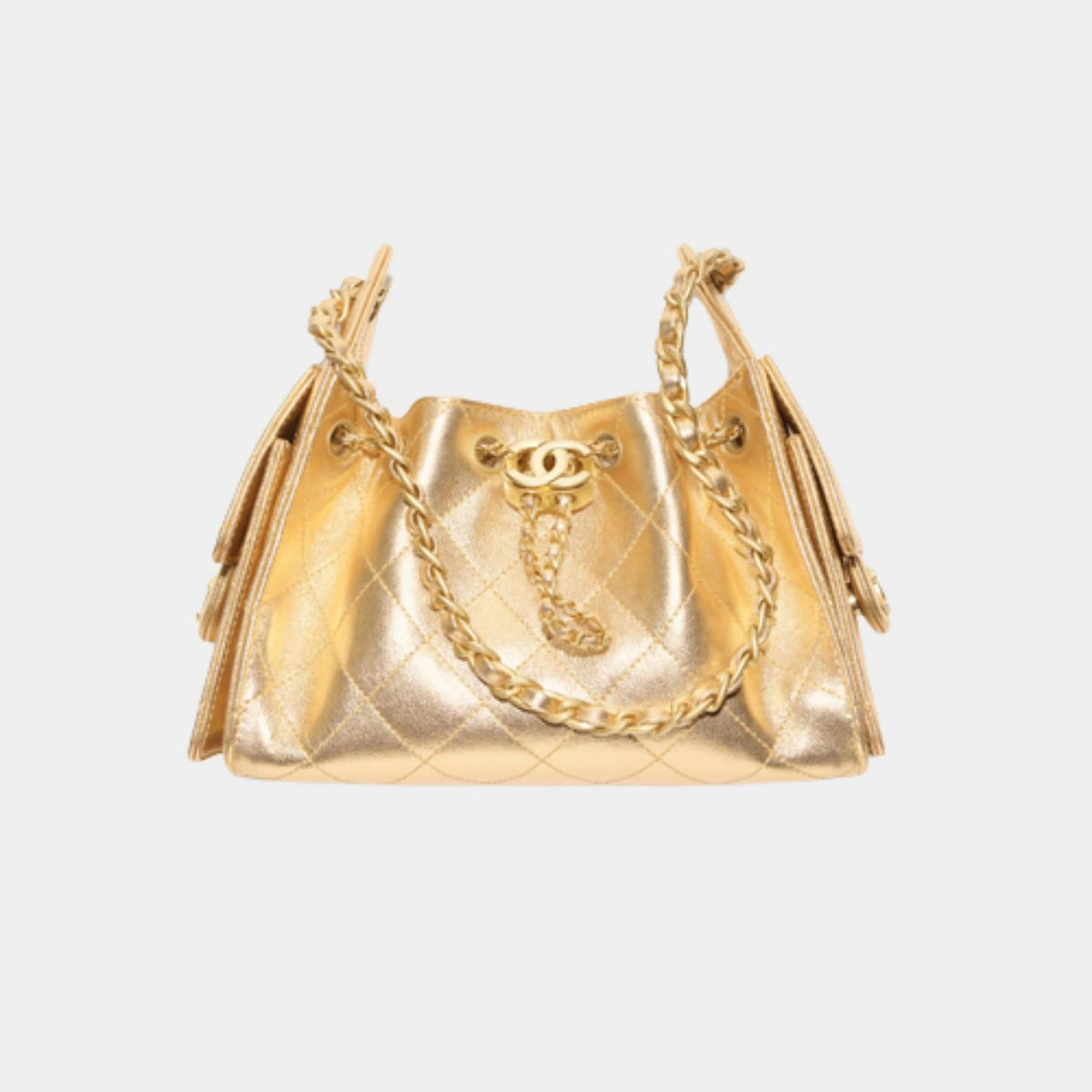 Chanel 25 Mini Handbag Metallic Grained Calfskin
