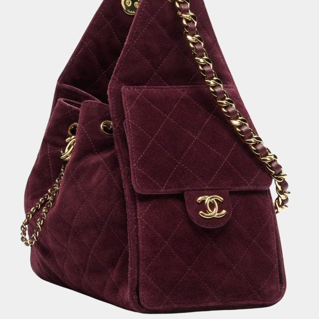 Chanel 25 Small Handbag 25 Suede Calfskin & Gold-Tone Metal Burgundy