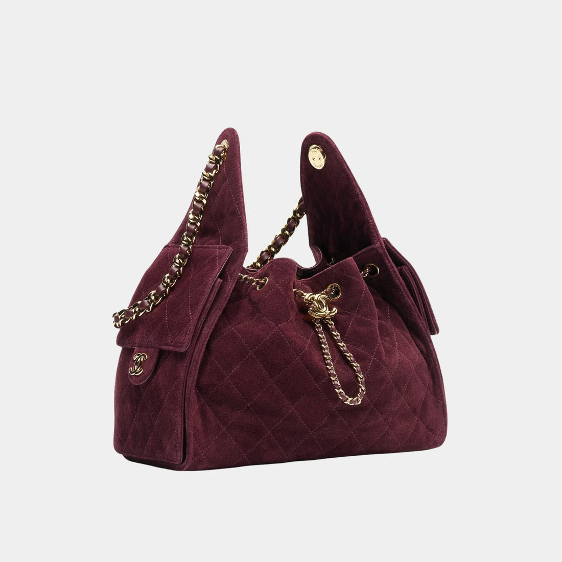 Chanel 25 Small Handbag 25 Suede Calfskin & Gold-Tone Metal Burgundy