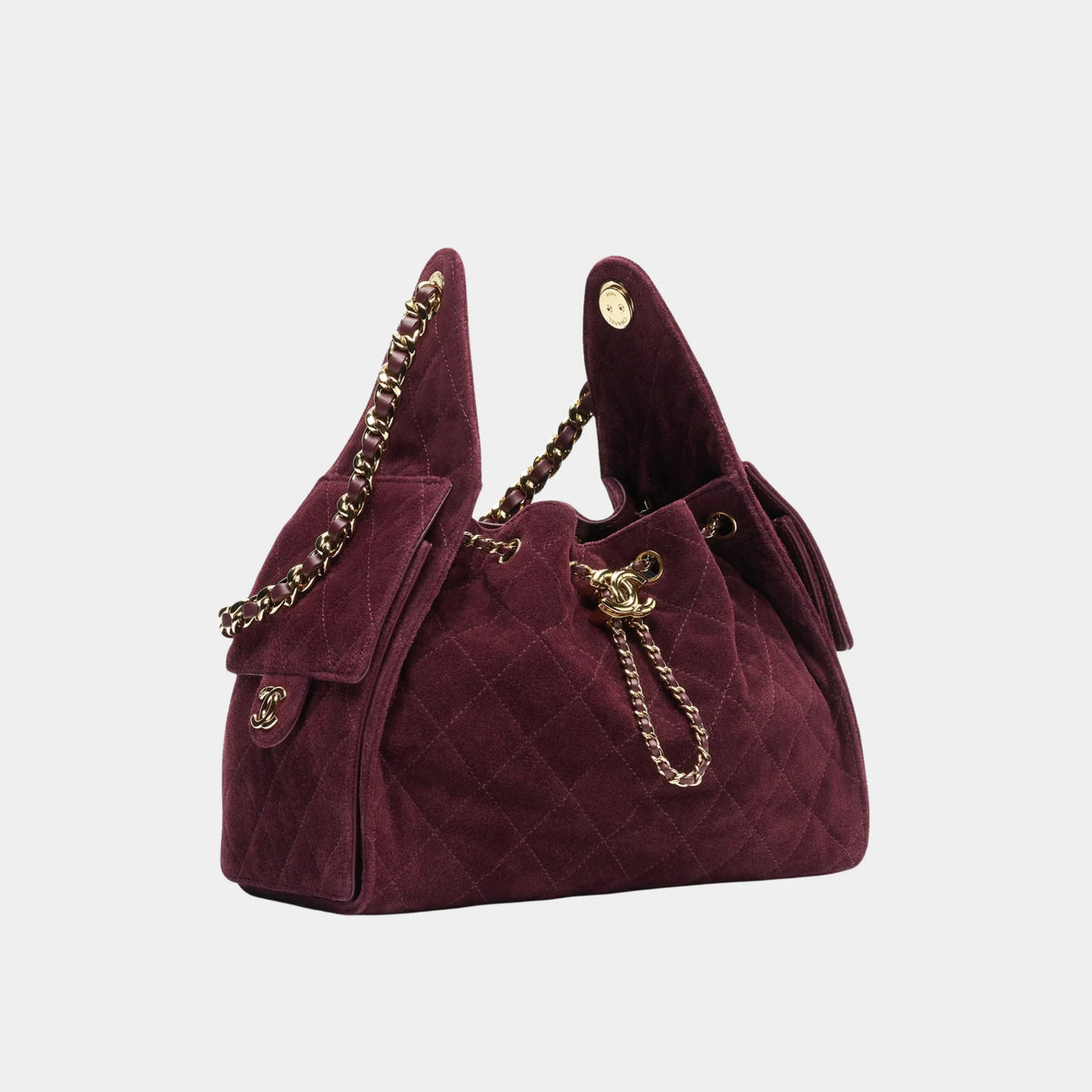 Chanel 25 Small Handbag 25 Suede Calfskin &amp; Gold-Tone Metal Burgundy