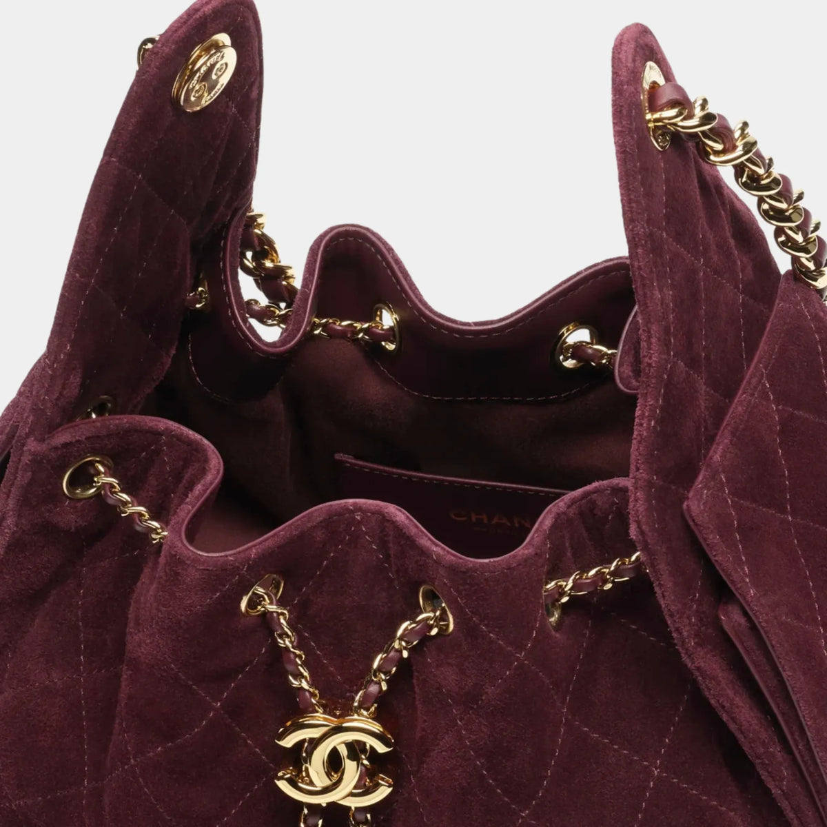 Chanel 25 Small Handbag 25 Suede Calfskin &amp; Gold-Tone Metal Burgundy
