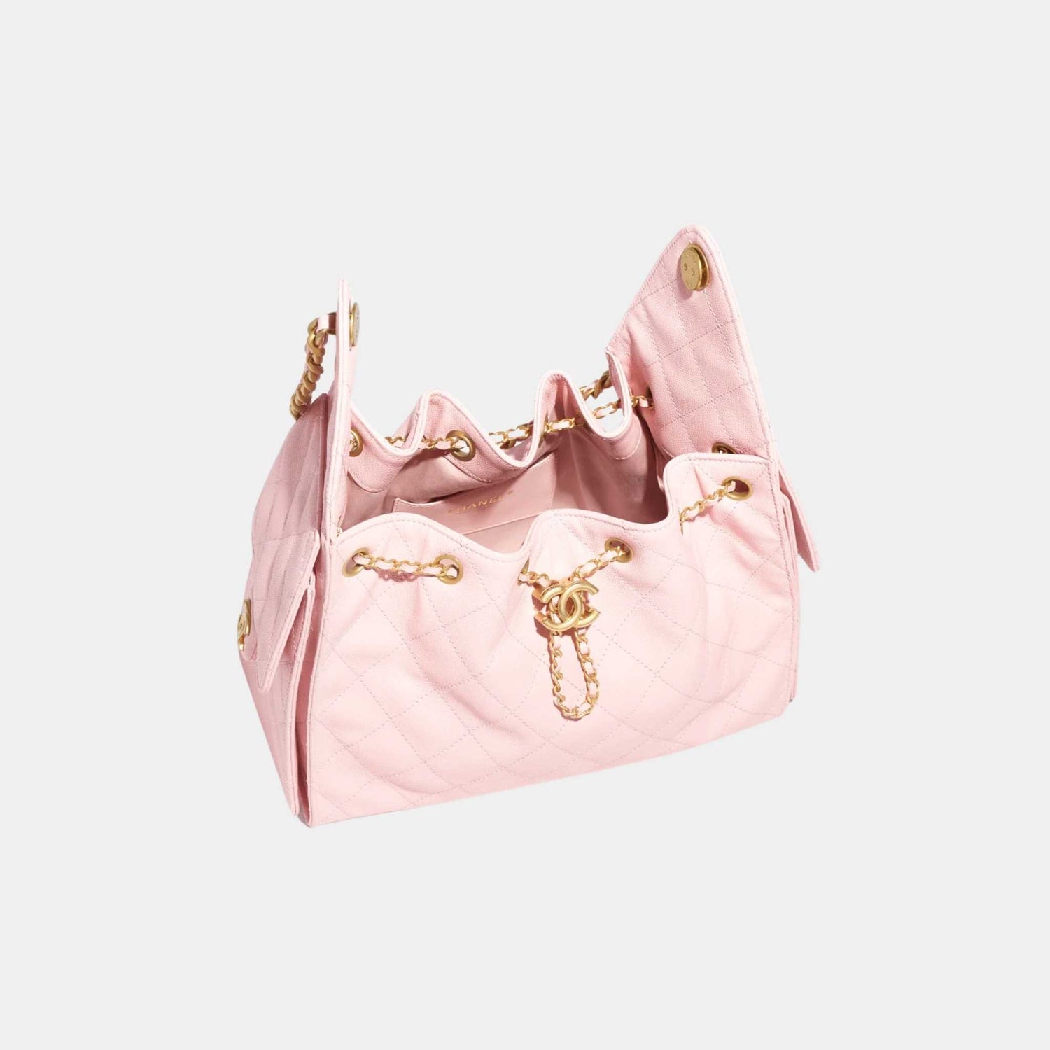 Chanel 25 Small Handbag Grained Calfskin And Gold-Tone Metal, Light Pink, Top