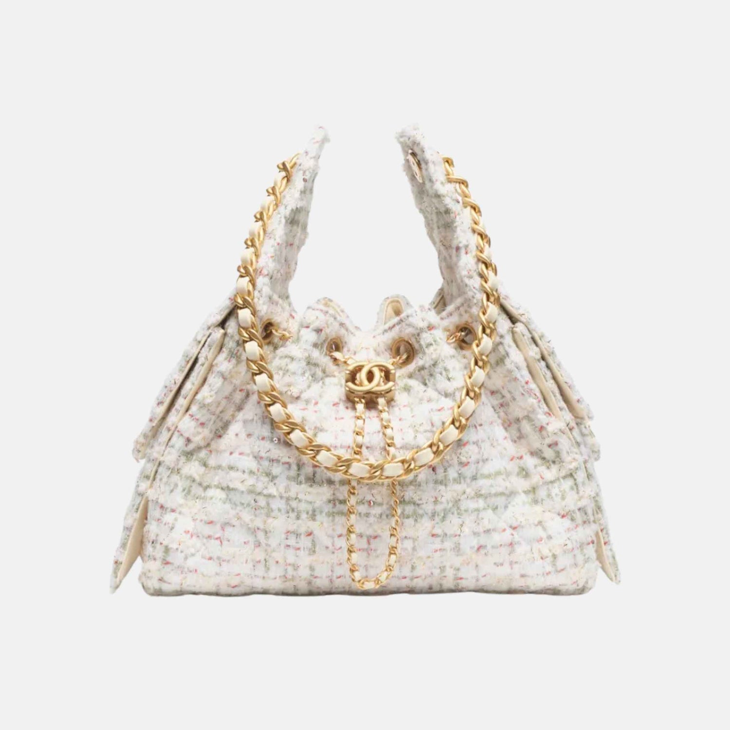 Chanel 25 Small Handbag In Wool Tweed And Gold Tone Metal, Front