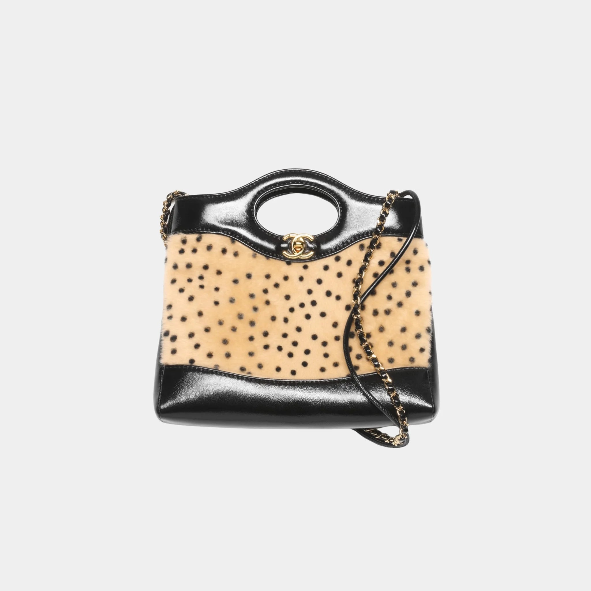 Chanel 31 Mini Tote in Light Beige &amp; Black Lambskin, Front
