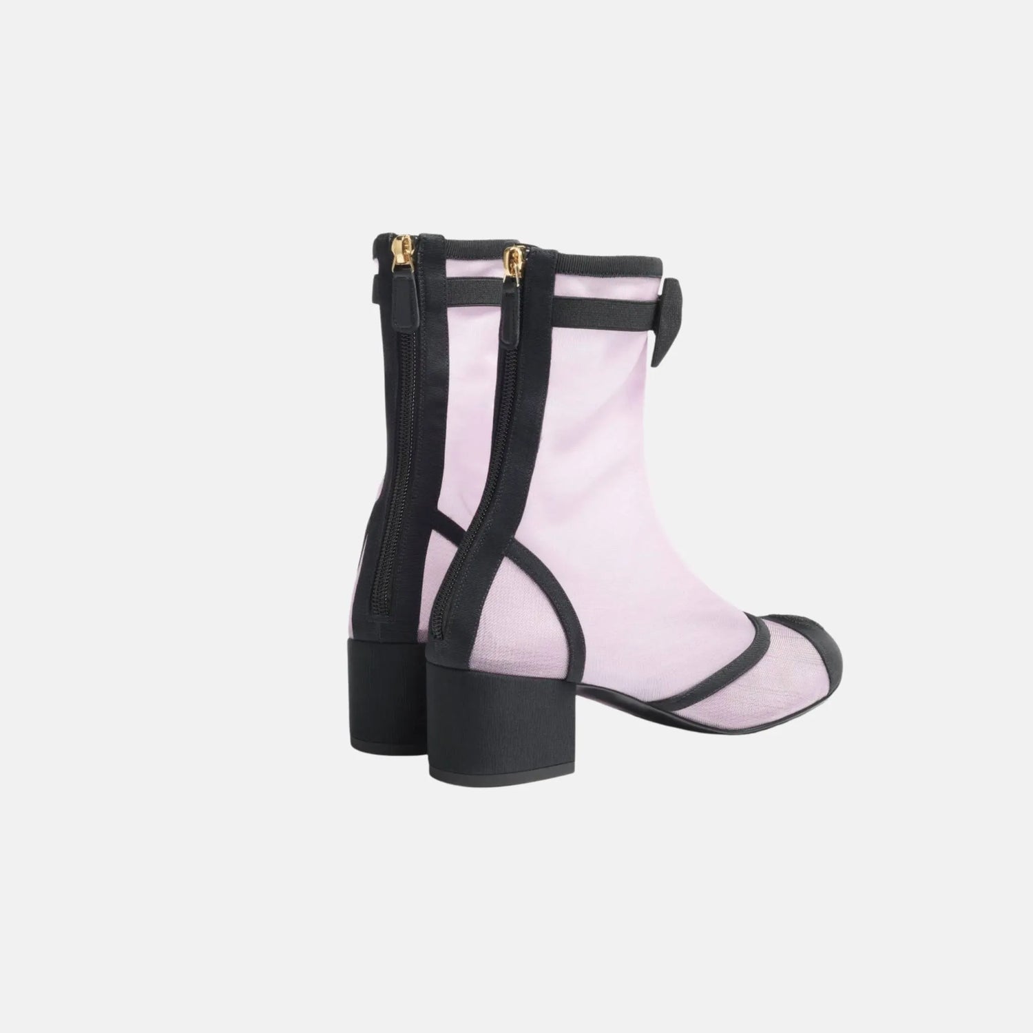 Chanel Ankle Boots in Mesh and Grosgrain, Light Pink, Back
