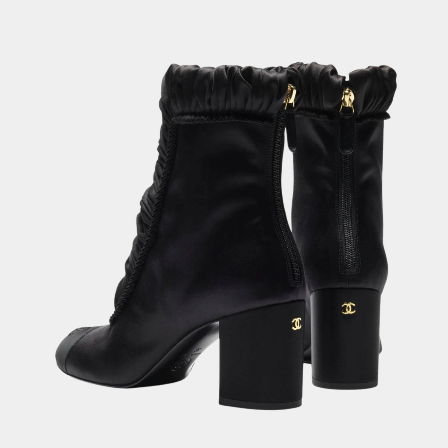 Chanel Ankle boots Silk Satin &amp; Grosgrain, Black, Back