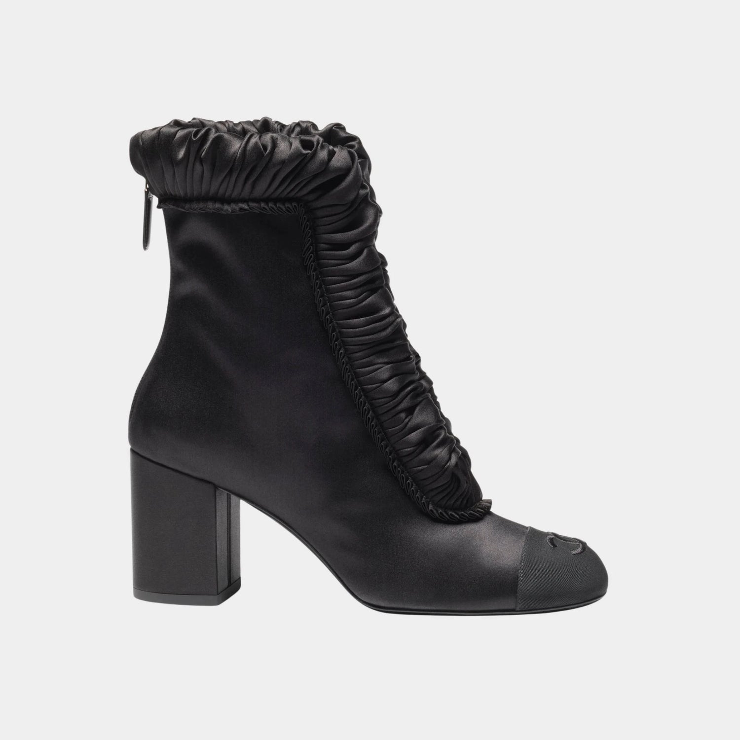 Chanel Ankle boots Silk Satin &amp; Grosgrain, Black, Sdie