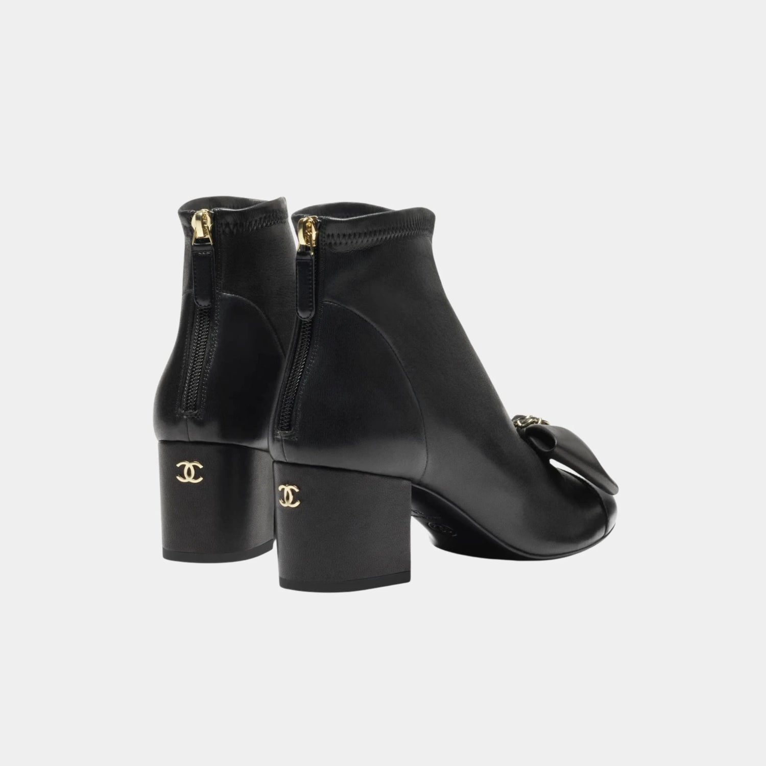 Chanel Ankle Boots in Stretch Lambskin, Black, Back