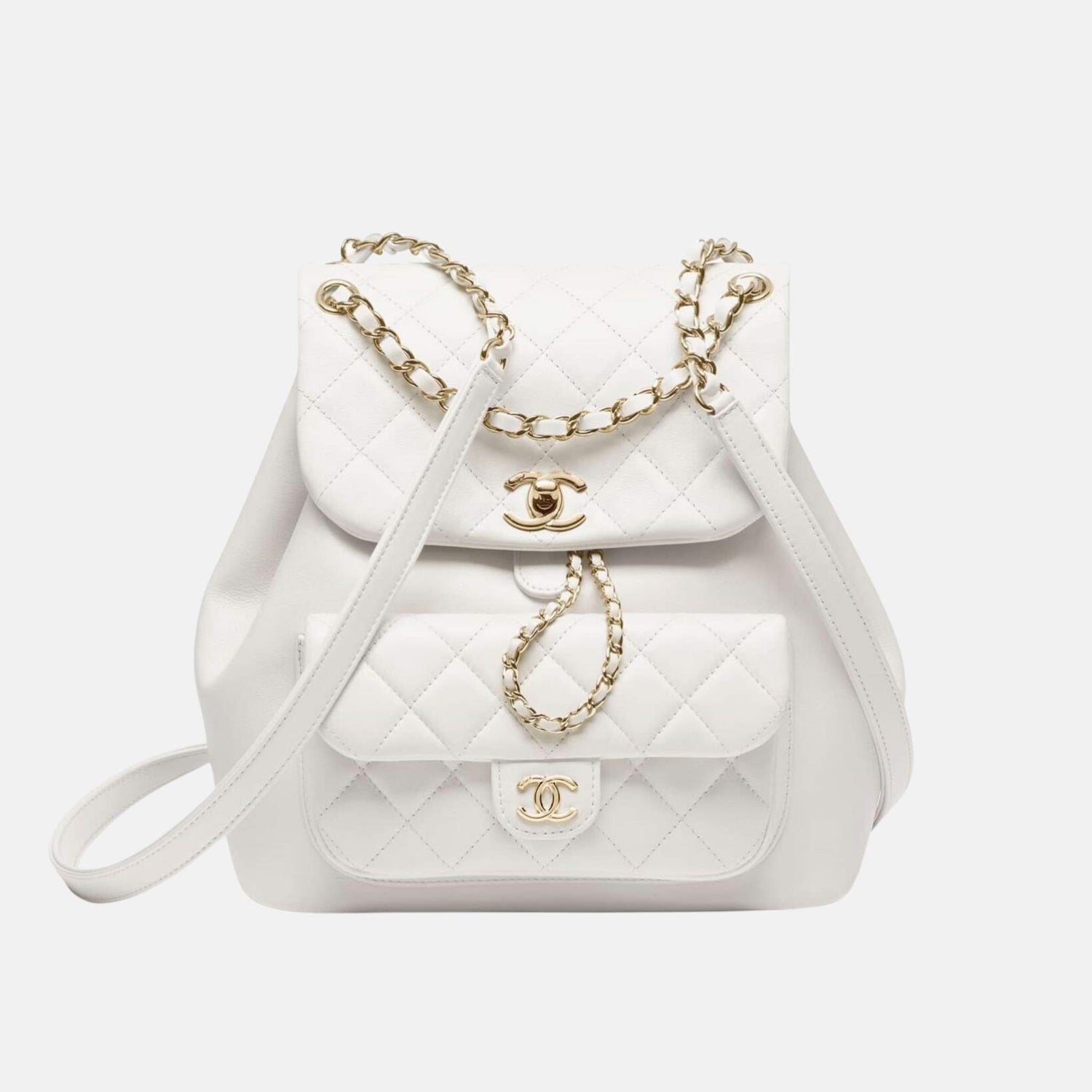Chanel Backpack In Calfskin And Gold Tone Metal, Front