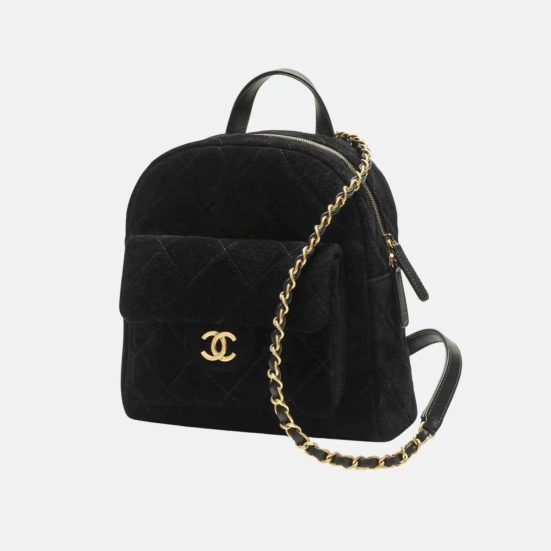 Chanel Backpack Suede Calfskin Black Fall Winter Collection, Front
