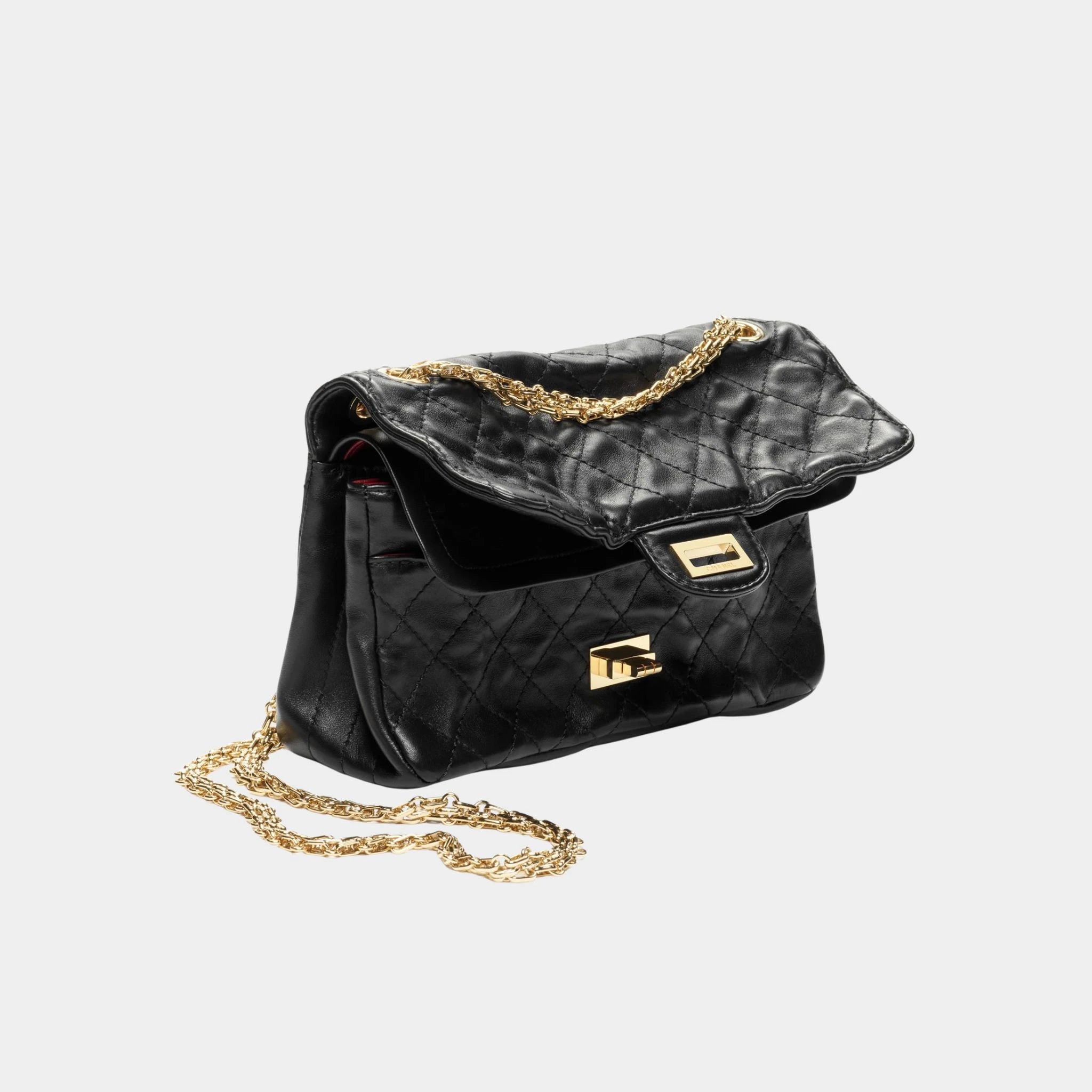 Chanel Bag 2.55 Lamb &amp; gold-plated metal, black , Side