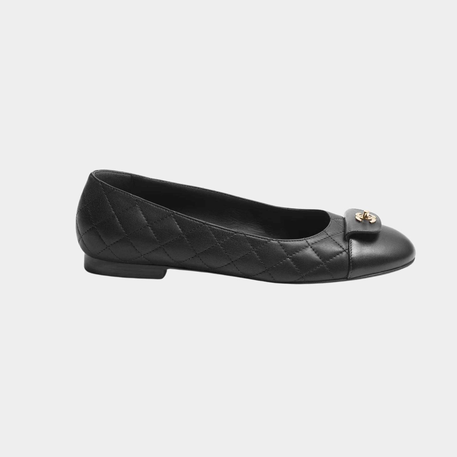 Chanel Ballet Flats Calfskin And Lambskin Black, Side