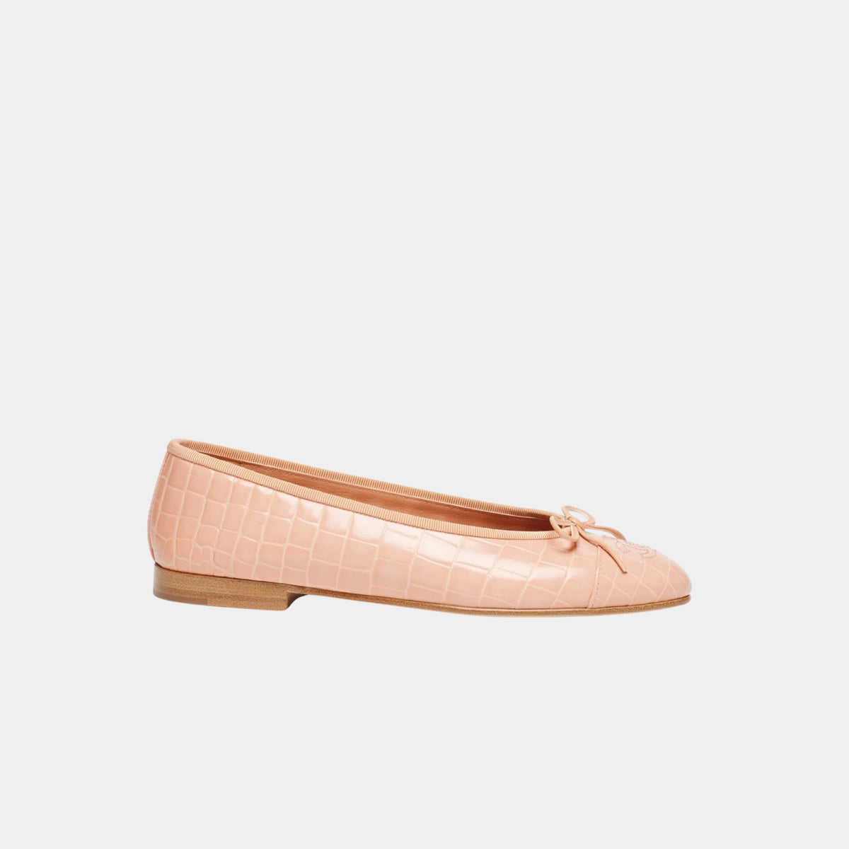 Ballet Flats Crocodile Embossed Calfskin Light Pink