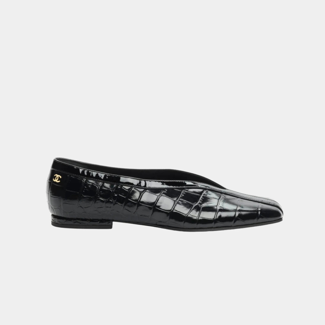 Ballet Flats in Crocodile Embossed Calfskin & Patent Calfskin
